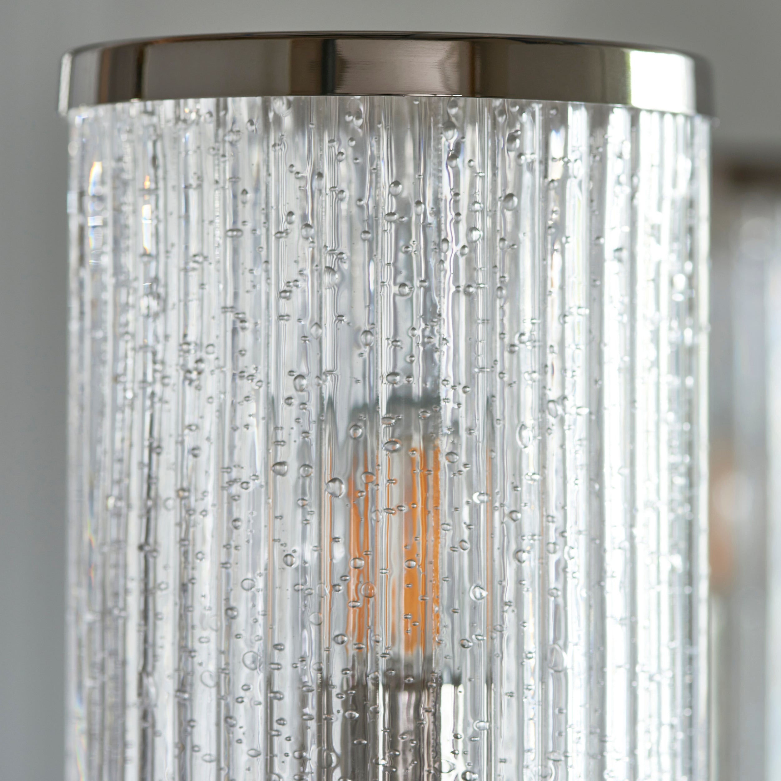 Endon Henbury 5 Light Ceiling Pendant - Bright Nickel & Ribbed Bubble Glass Shades