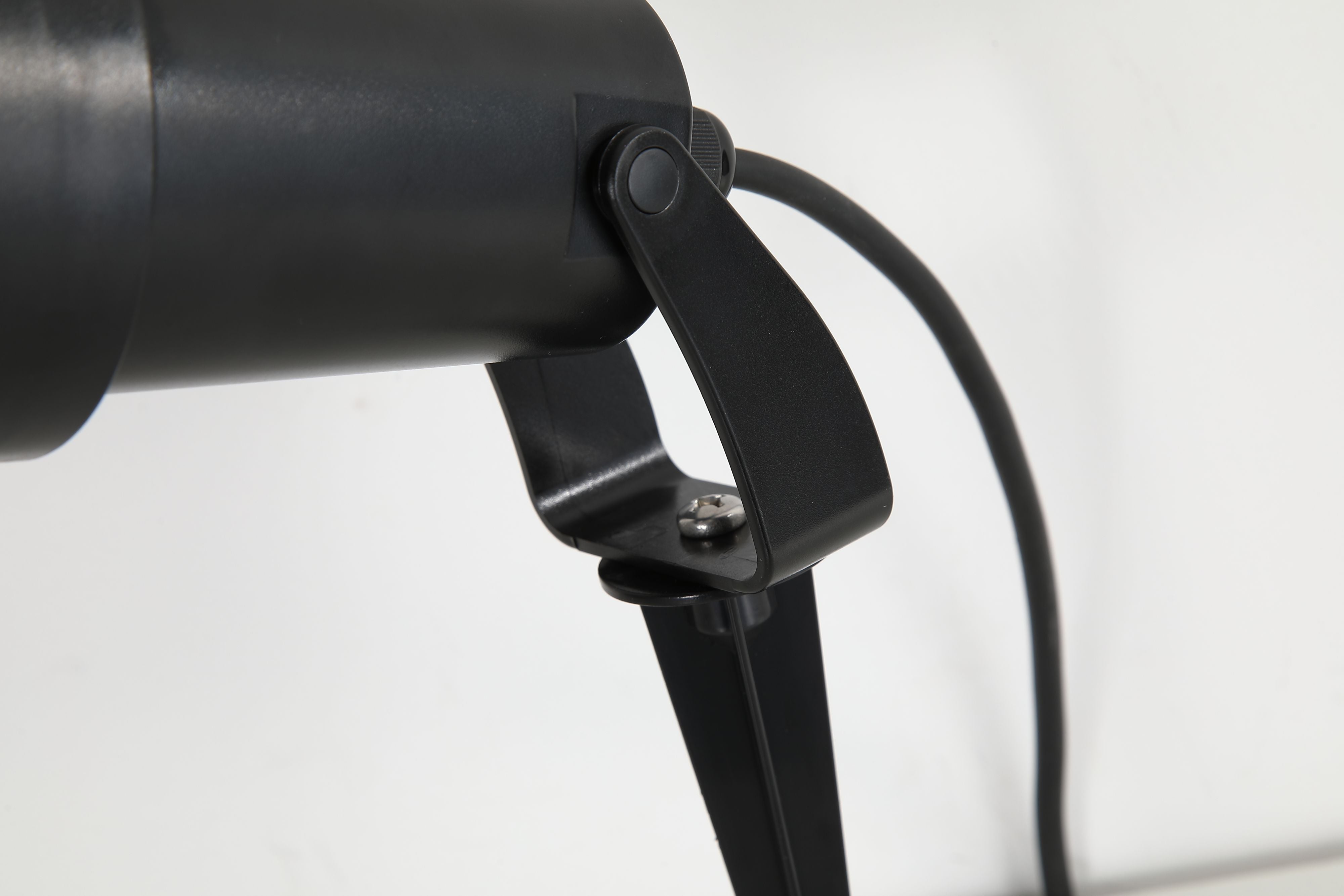 Close up of the adjustable clamp joint and screw fixing on the Searchlight Spike Outdoor Light stem
