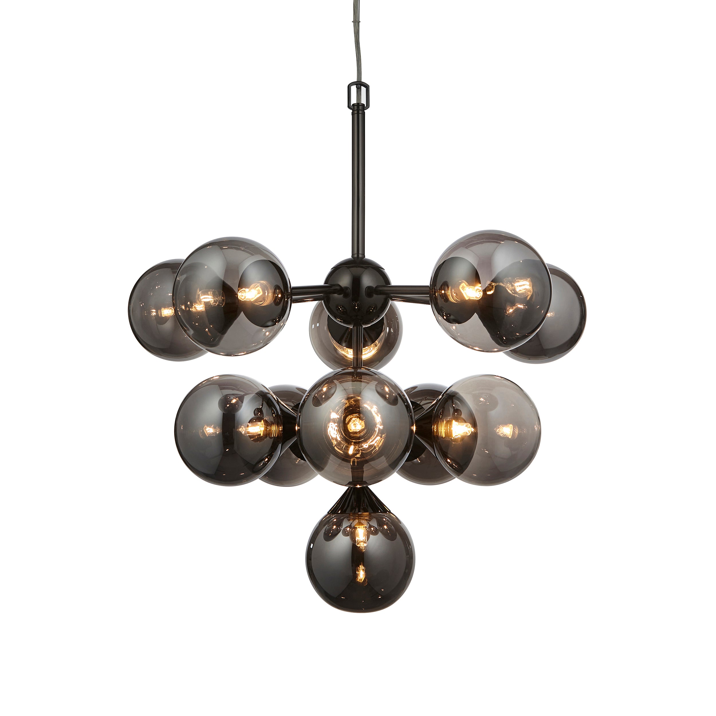 Endon Oscar 11 Light Pendant - Black Chrome Plate & Smoked Mirror Glass