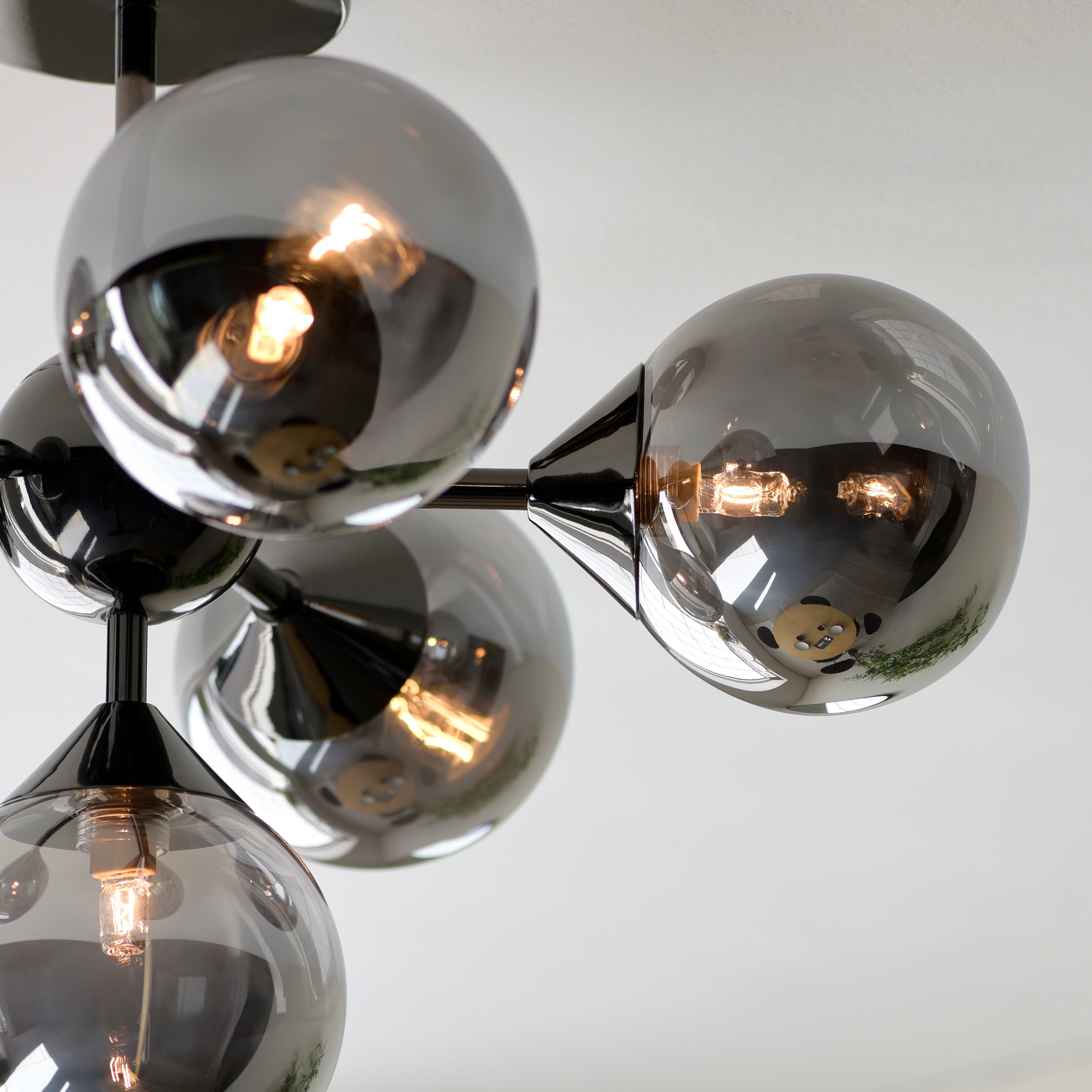 Endon Oscar 6 Light Semi-Flush Fitting - Black Chrome Plate & Smoked Mirror Glass
