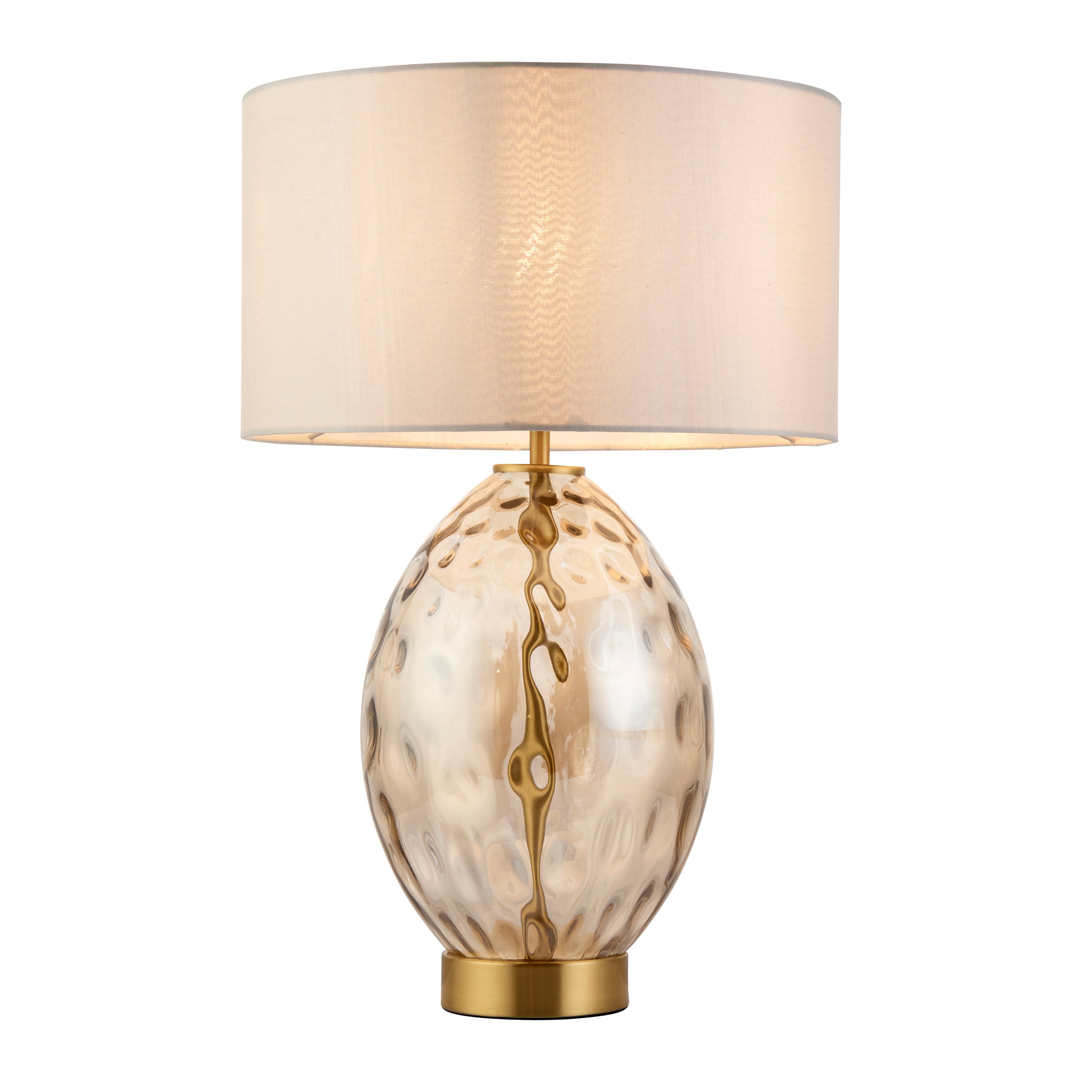 Endon Elin Dimple Touch Table Lamp - Satin Brass & Champagne Lustre Glass