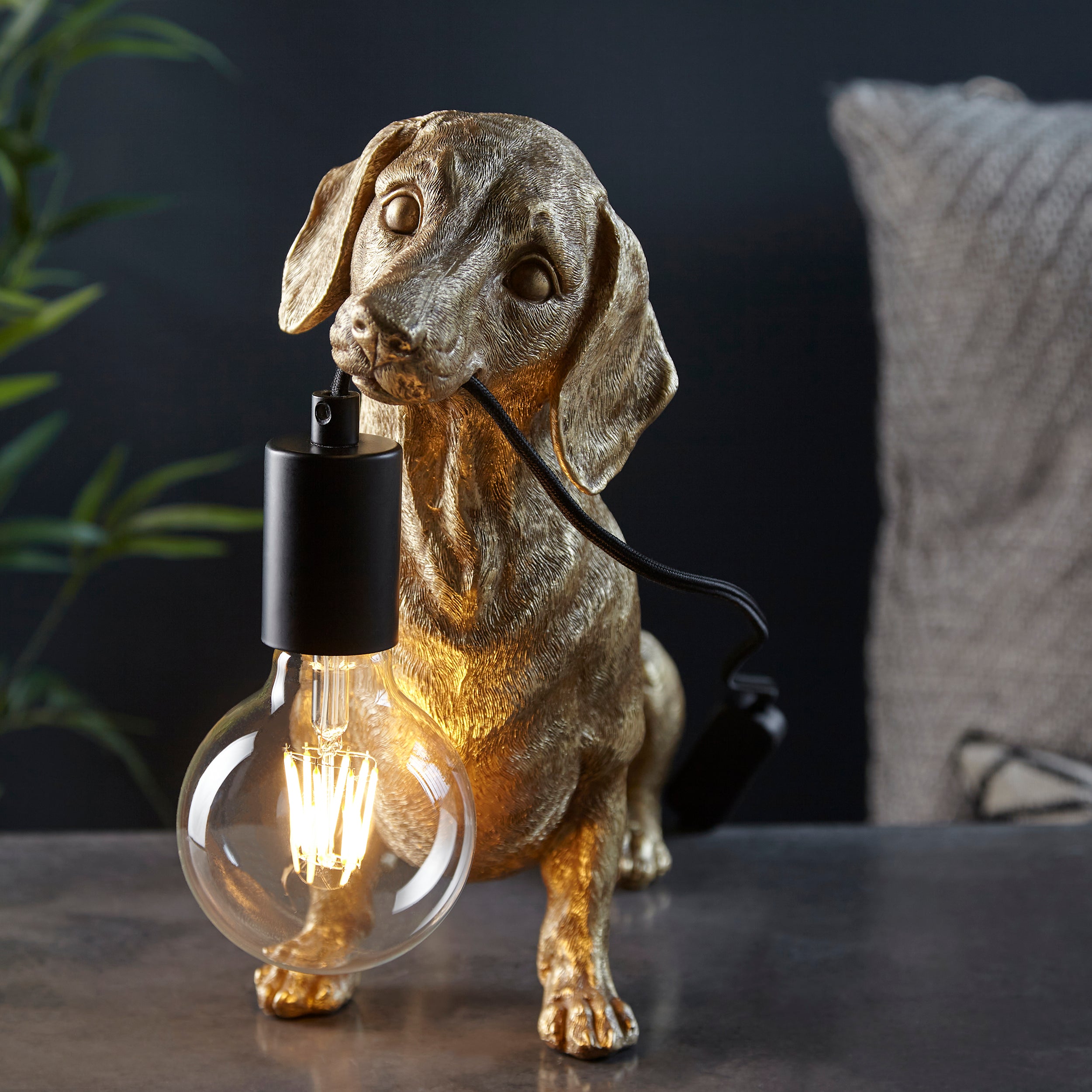 Endon Slinky The Dachshund Table Lamp - Vintage Gold