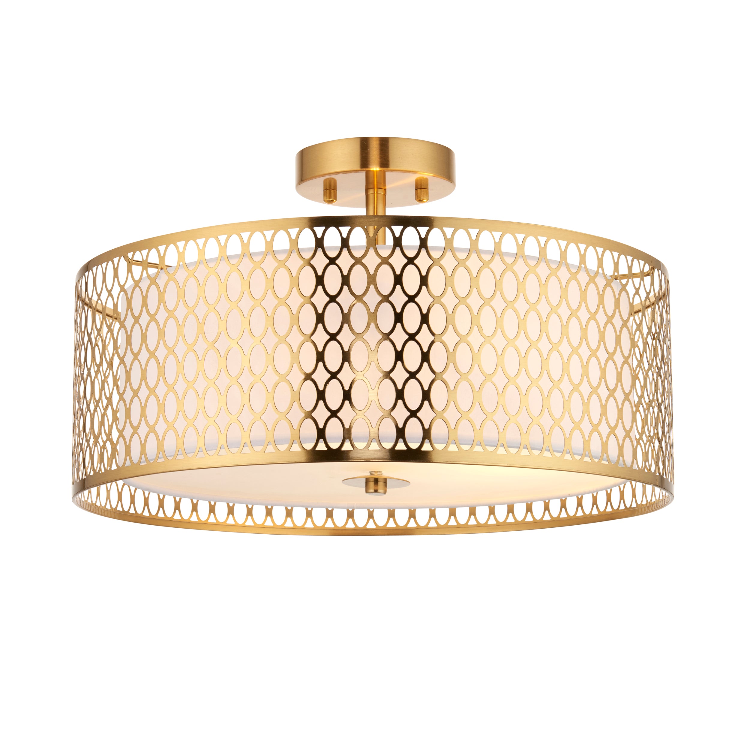 Endon Cordero 3 Light Flush Ceiling - Gold Plate