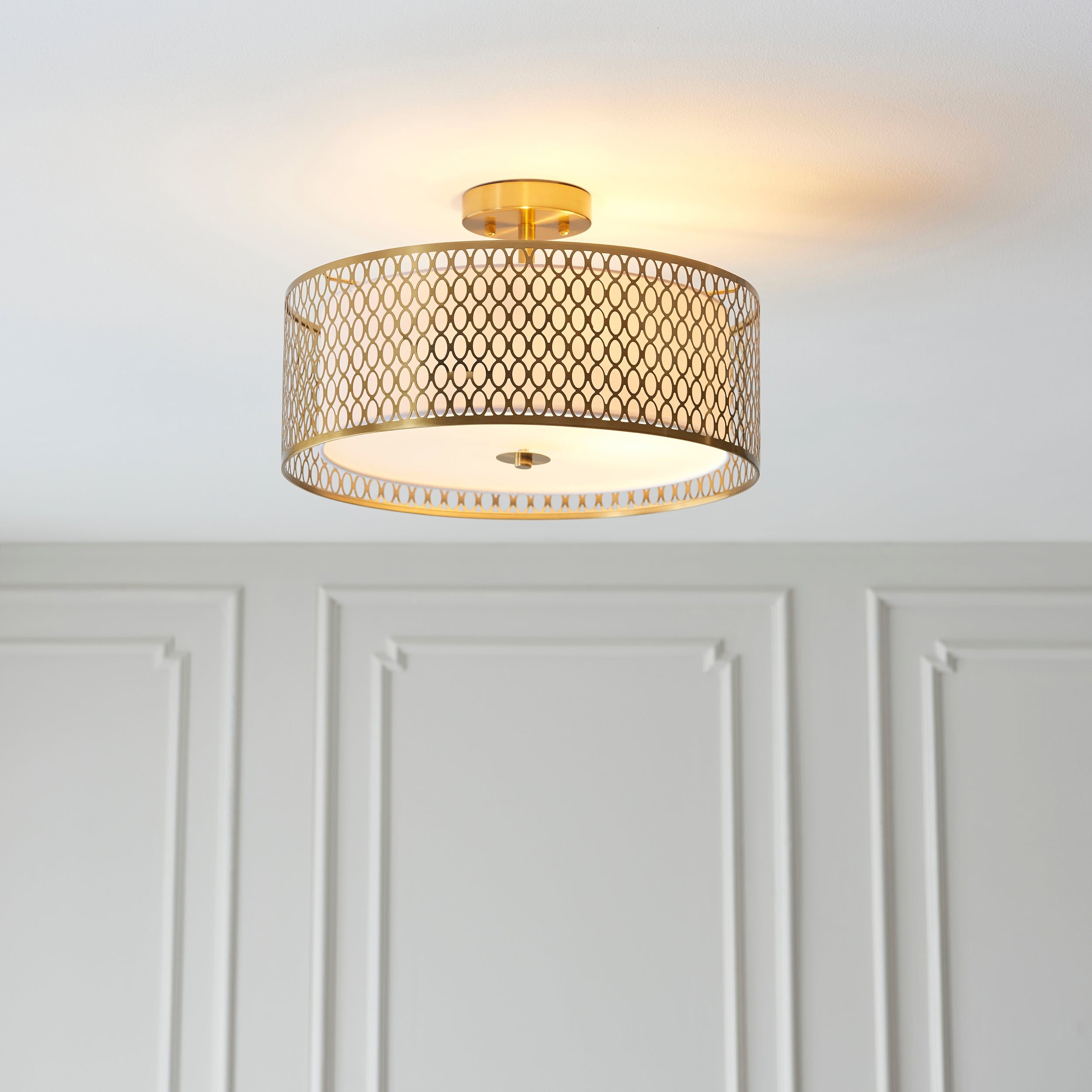 Endon Cordero 3 Light Flush Ceiling - Gold Plate