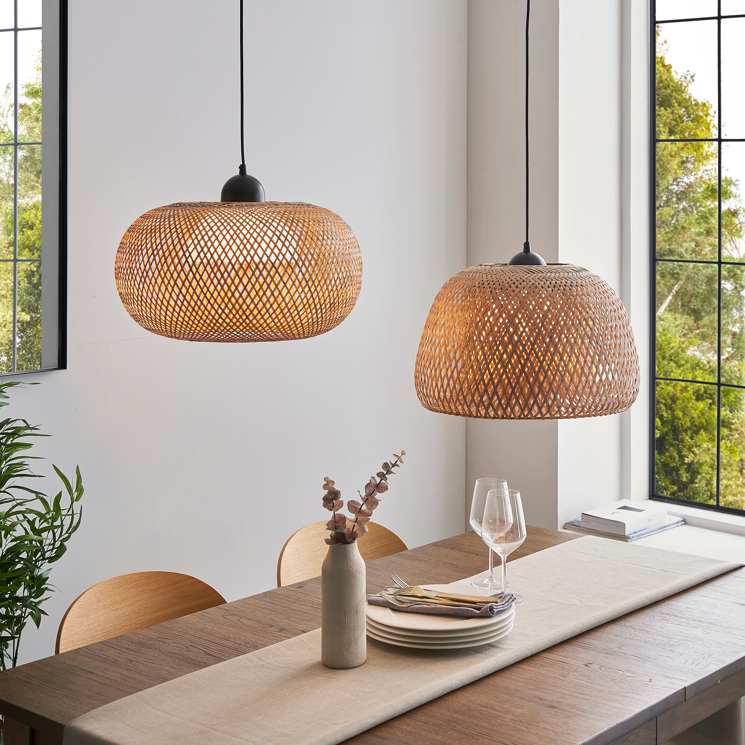 Endon Bali Domed Raffia Twine Pendant - Bamboo Shade