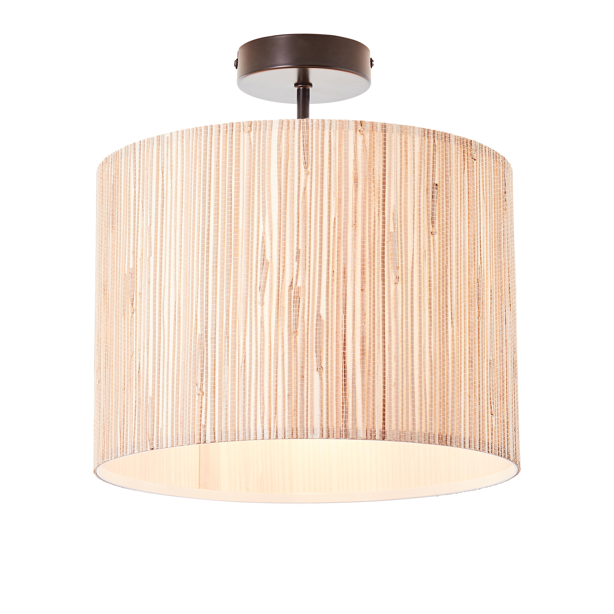Endon Longshore Single Semi Fush Ceiling Light - Woven Seagrass
