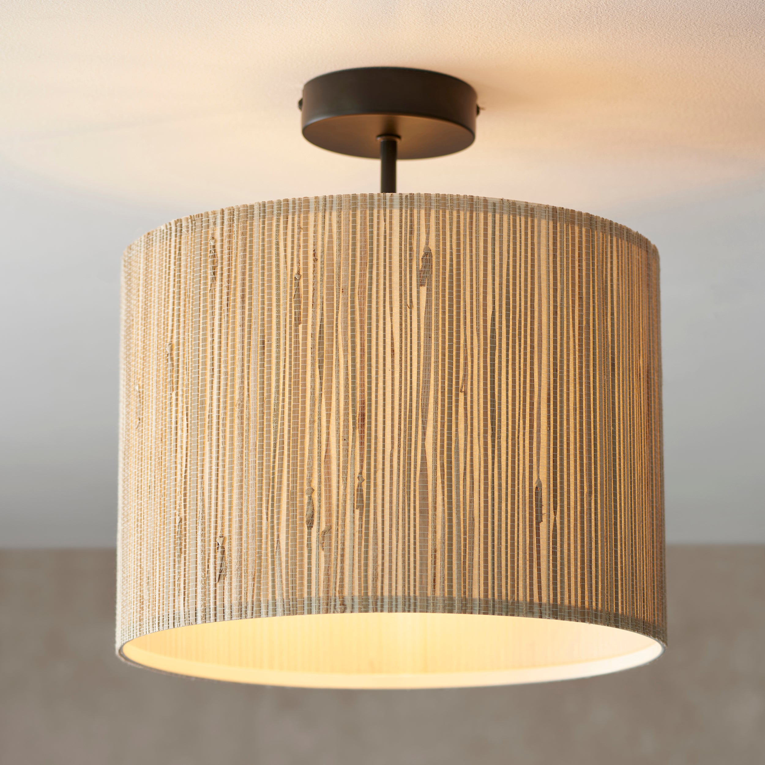 Endon Longshore Single Semi Fush Ceiling Light - Woven Seagrass