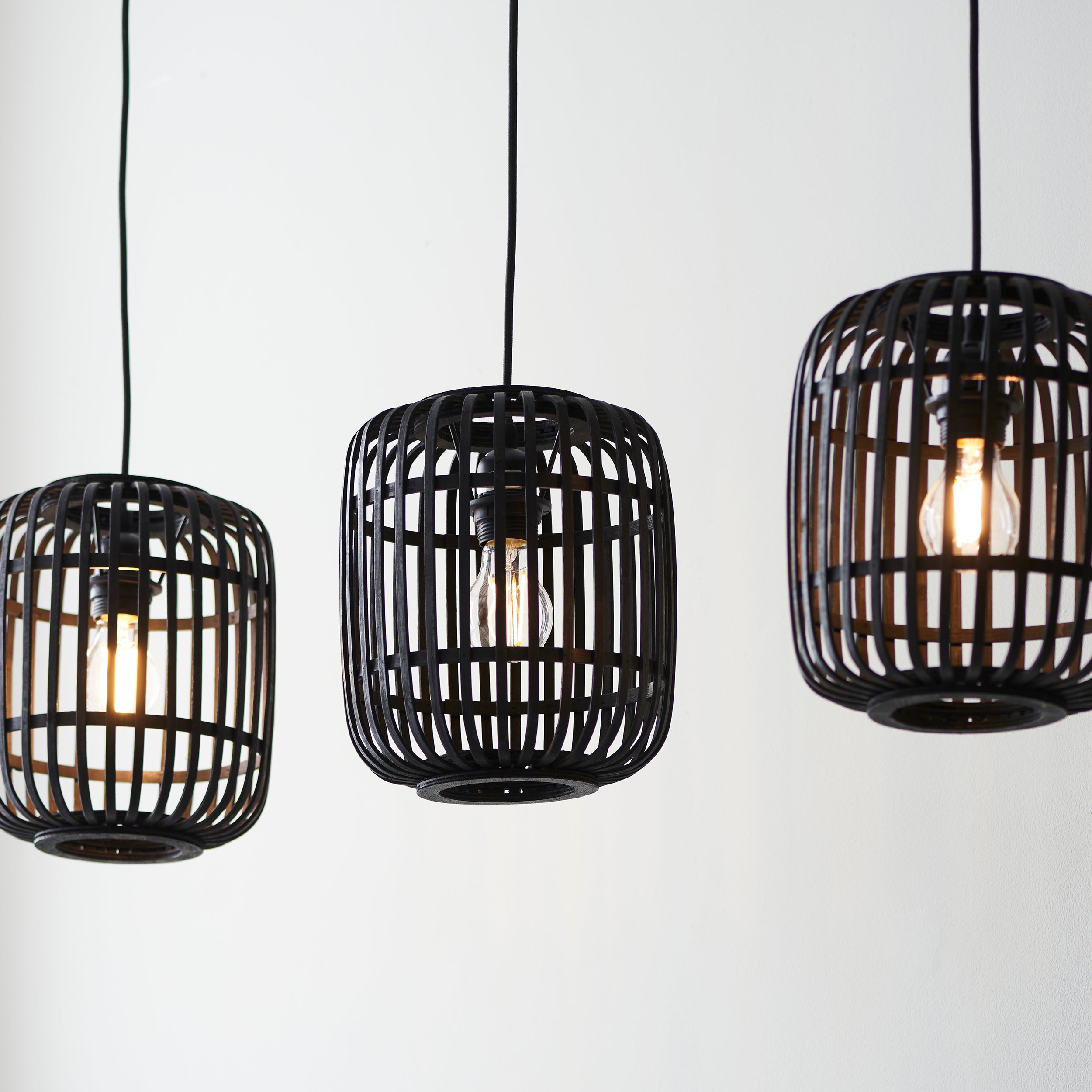 Endon Mathias Bamboo 3 Light Linear Pendant - Dark Stained Bamboo
