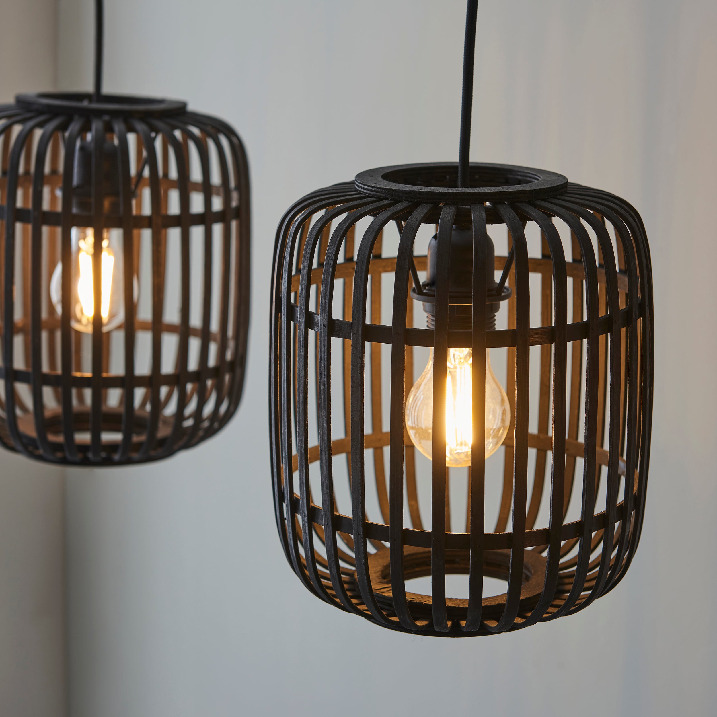 Endon Mathias Bamboo 3 Light Linear Pendant - Dark Stained Bamboo