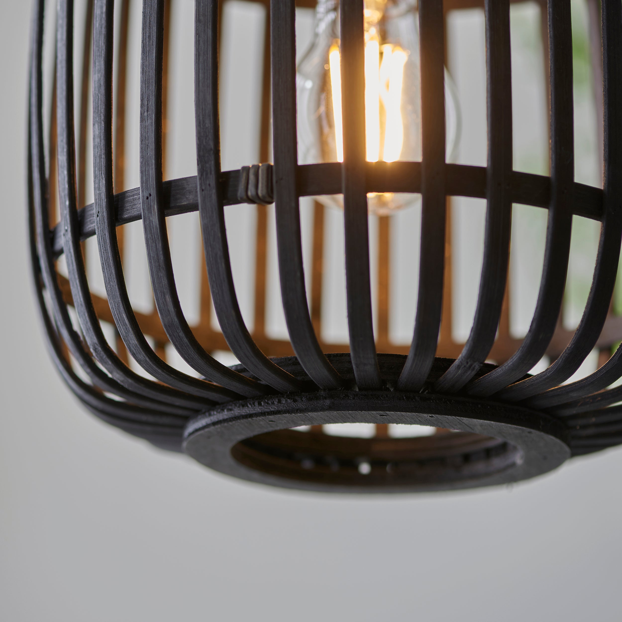 Endon Mathias Bamboo Single Light Pendant - Dark Stained Bamboo