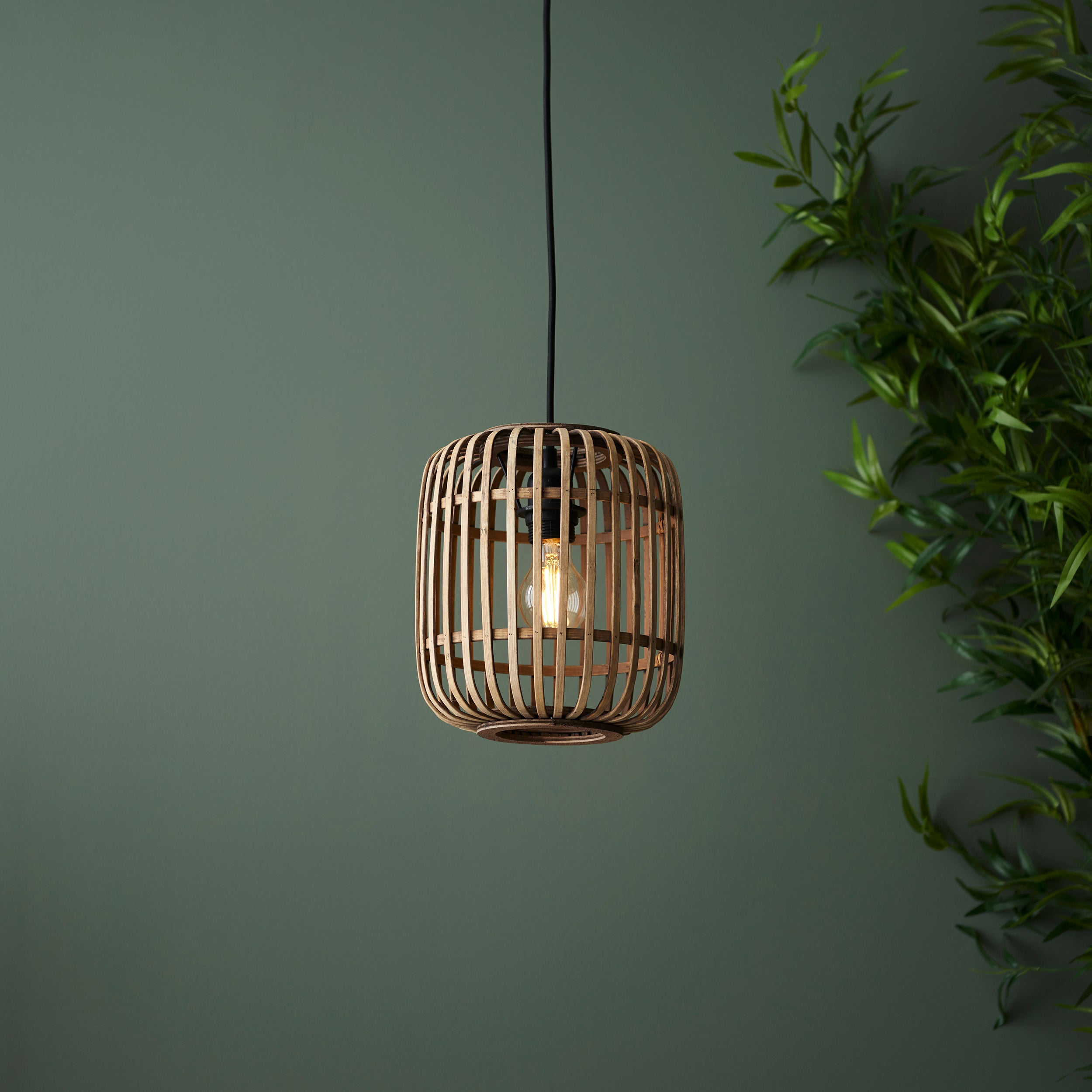 Endon Mathias Bamboo Single Light Pendant - Natural Bamboo