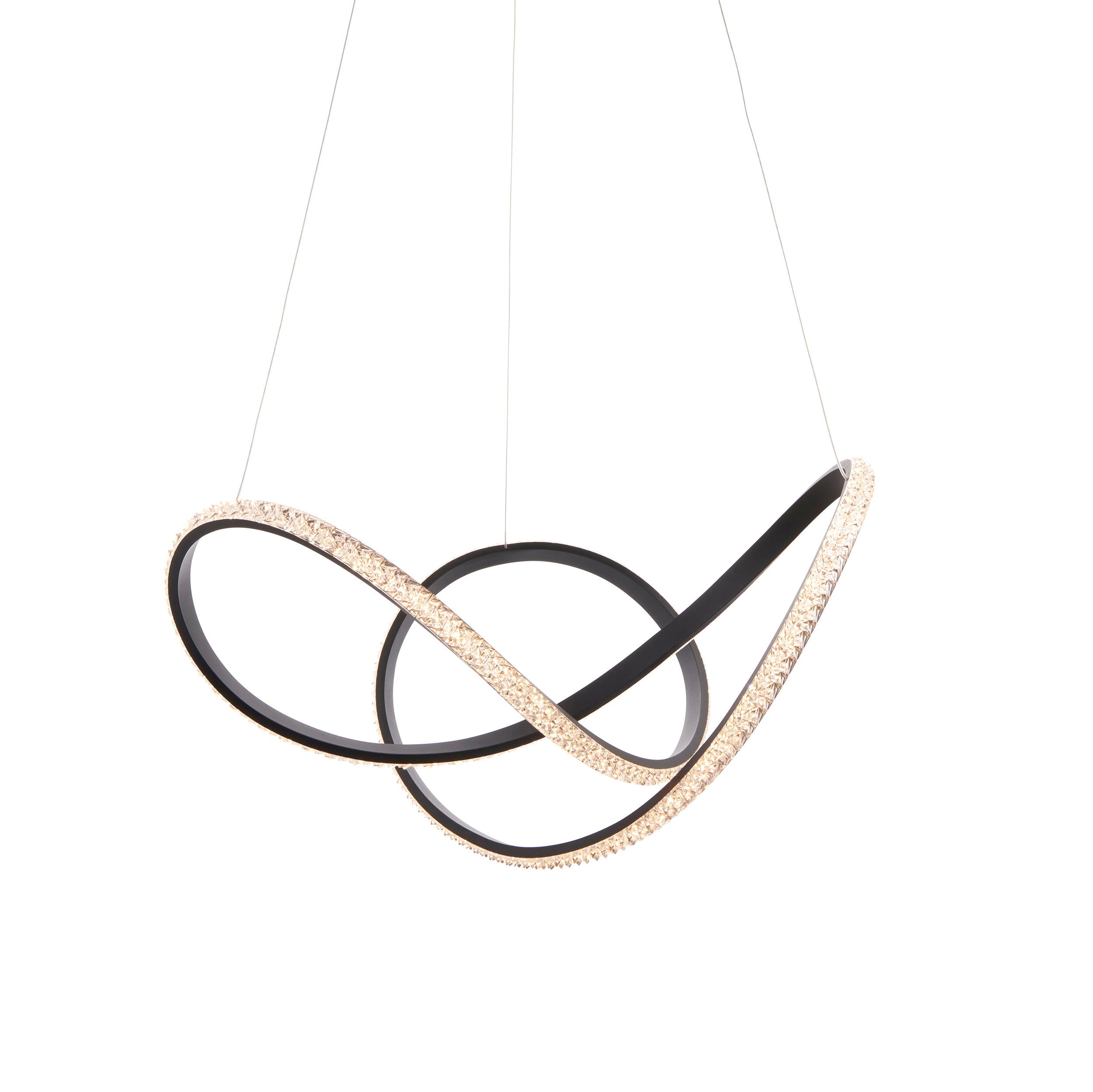 Endon Francisca Embellished Ceiling Pendant - Textured Black & Clear Faceted Detail