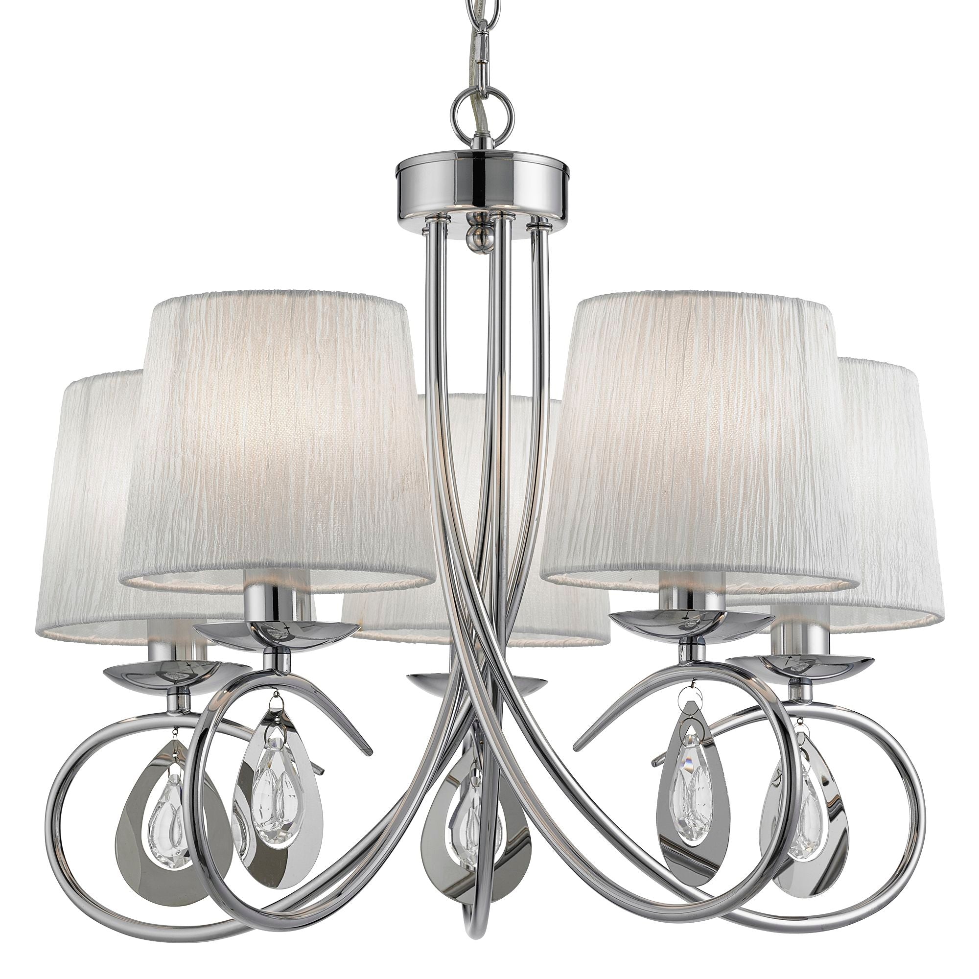 Searchlight Alroy  Chrome 5 Light Ceiling Fitting With Pleated Shade