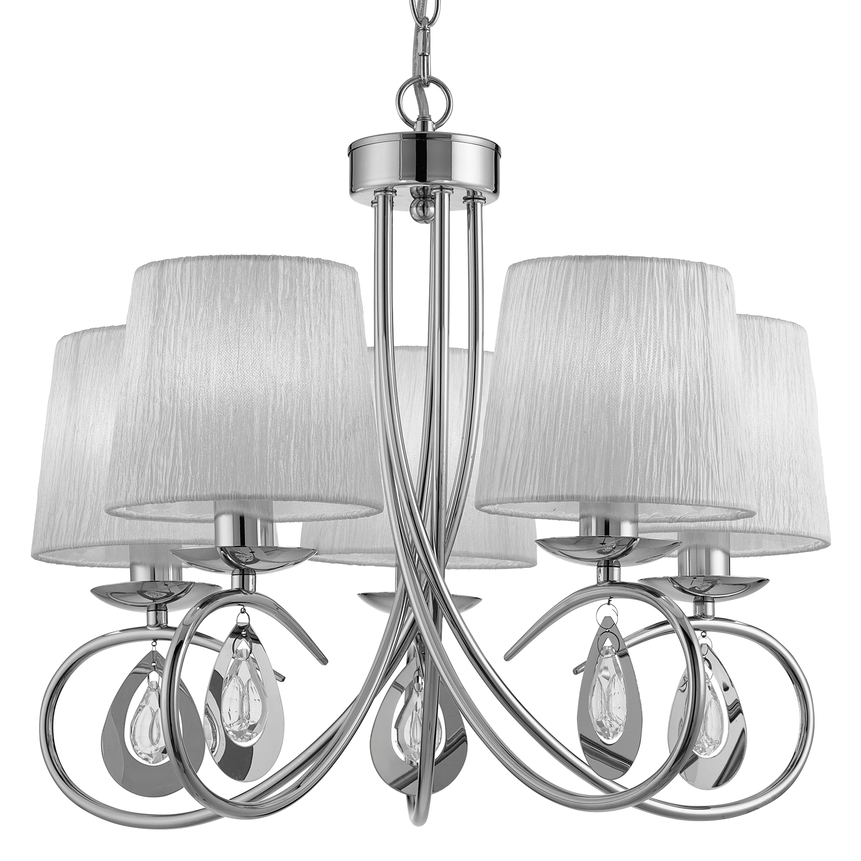 Searchlight Alroy  Chrome 5 Light Ceiling Fitting With Pleated Shade