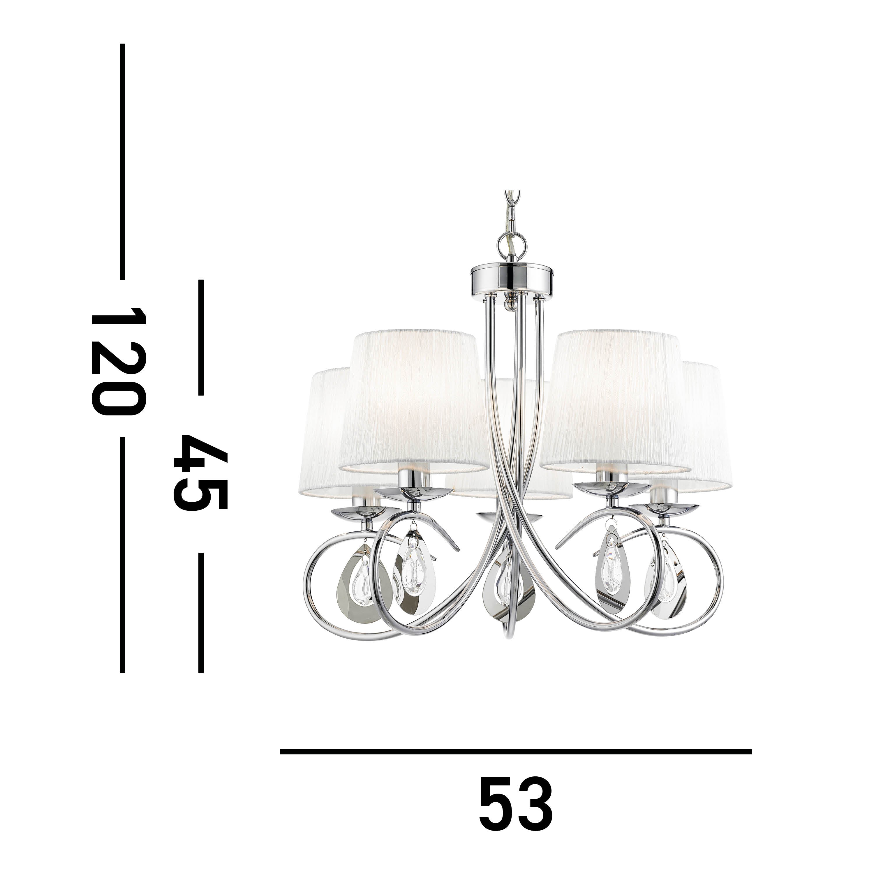 Searchlight Alroy  Chrome 5 Light Ceiling Fitting With Pleated Shade