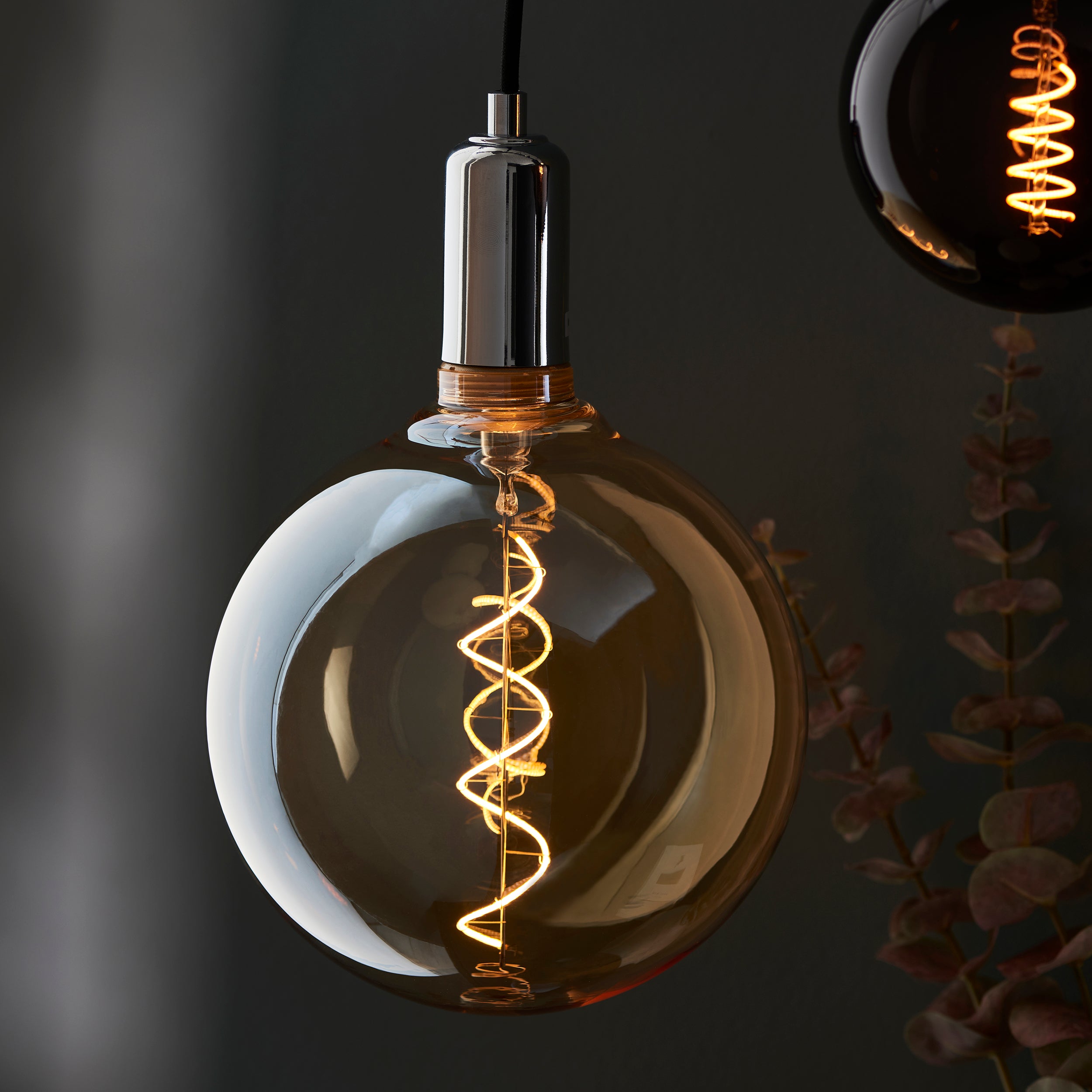 Endon Spiral XL E27 LED 4W Globe Filament Bulb - 2000K - Non-Dimmable - Amber Glass