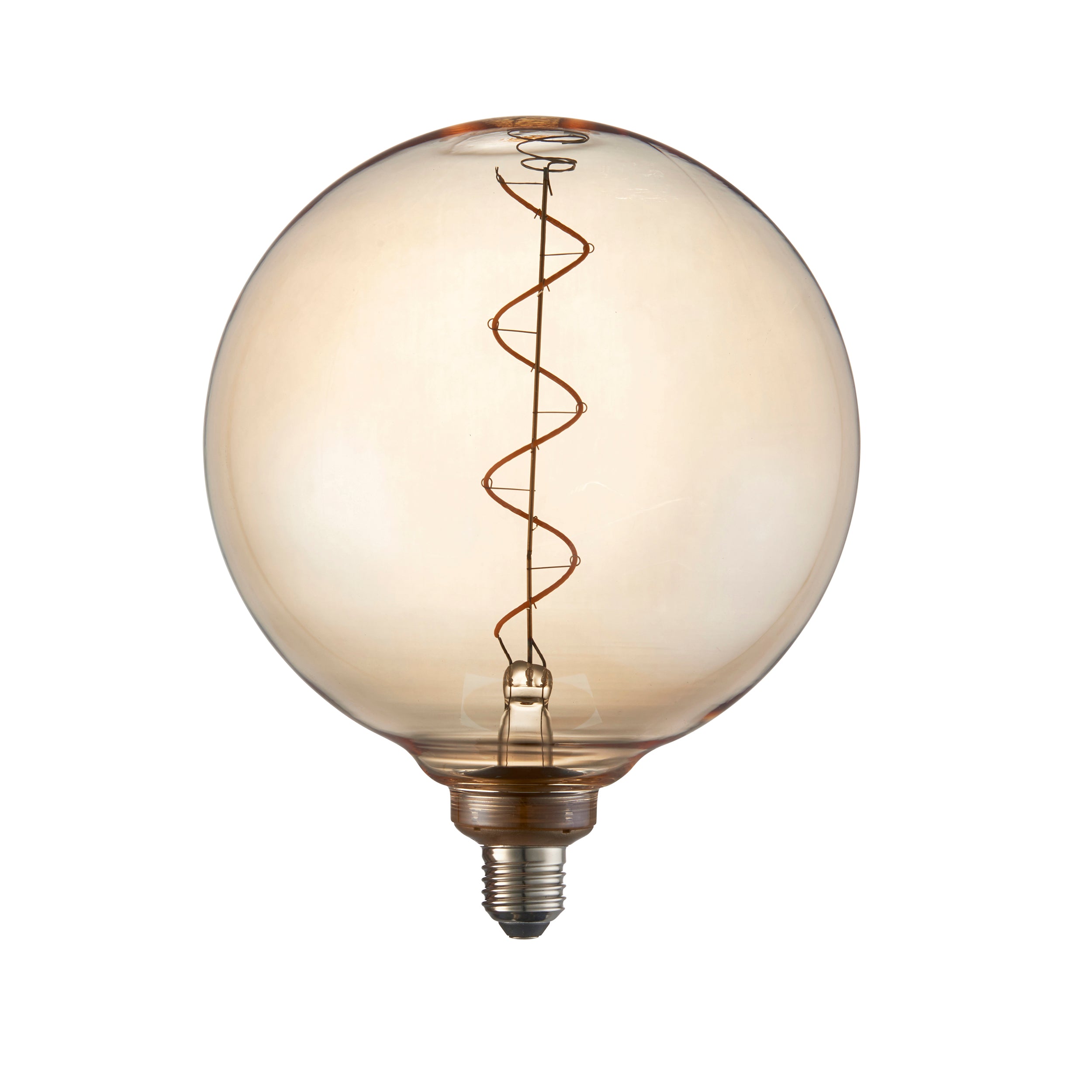 Endon Spiral XL E27 LED 4W Globe Filament Bulb - 2000K - Non-Dimmable - Amber Glass
