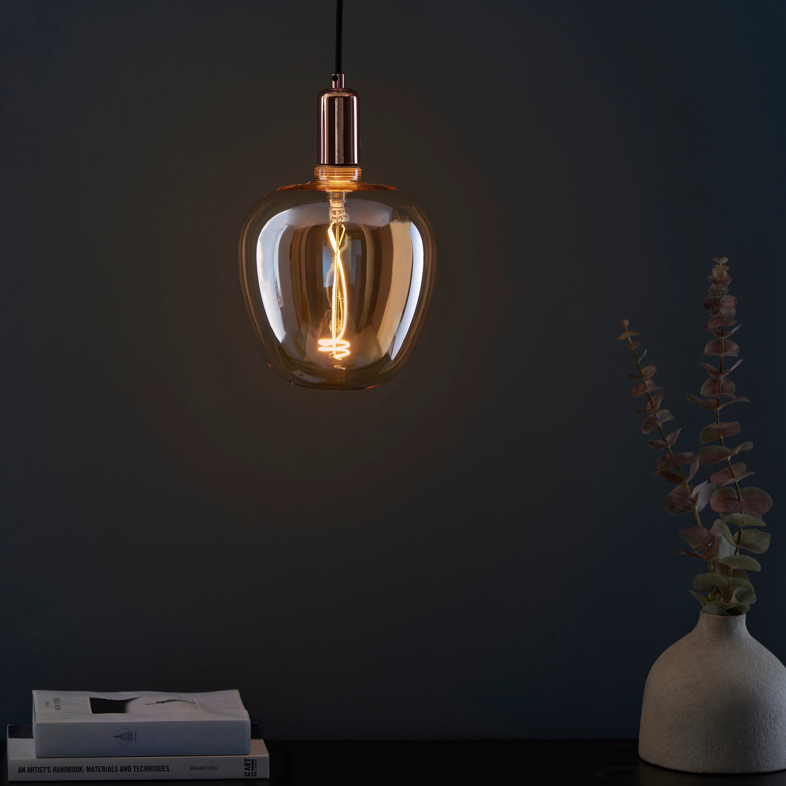 Endon Swirl XL E27 LED 4W Filament Bulb - 2000K - Non-Dimmable - Amber Glass