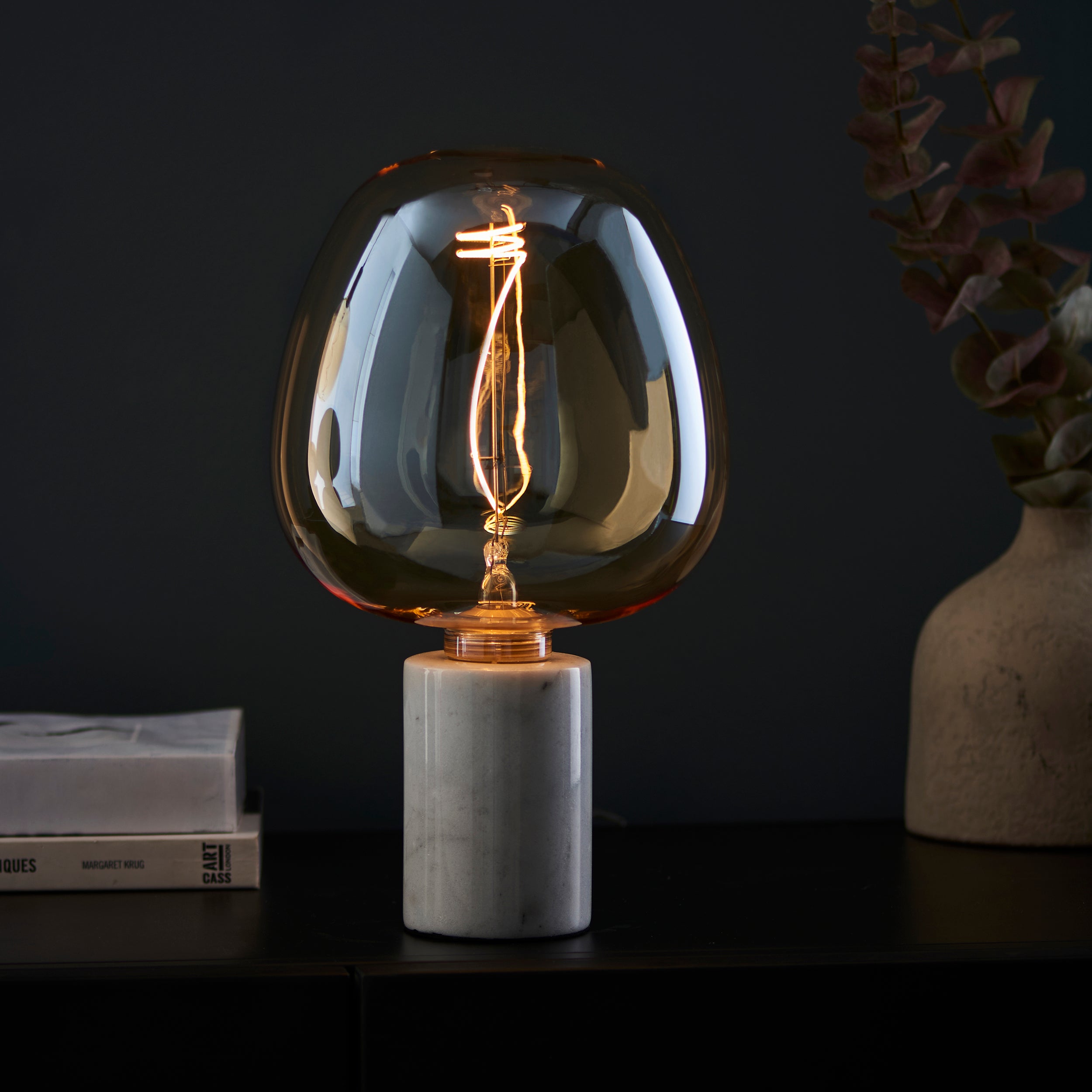 Endon Swirl XL E27 LED 4W Filament Bulb - 2000K - Non-Dimmable - Amber Glass