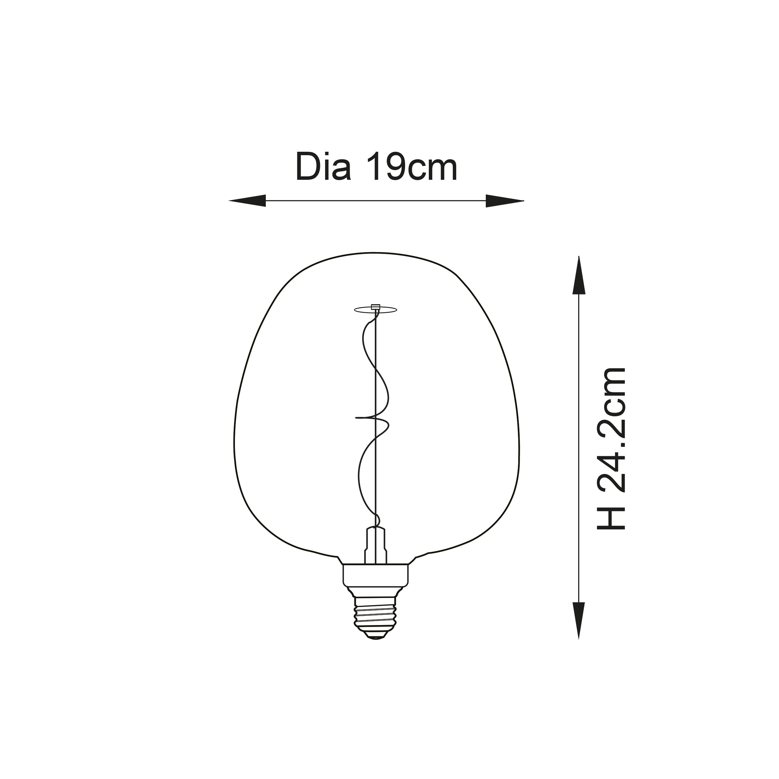 Endon Swirl XL E27 LED 4W Filament Bulb - 2000K - Non-Dimmable - Amber Glass