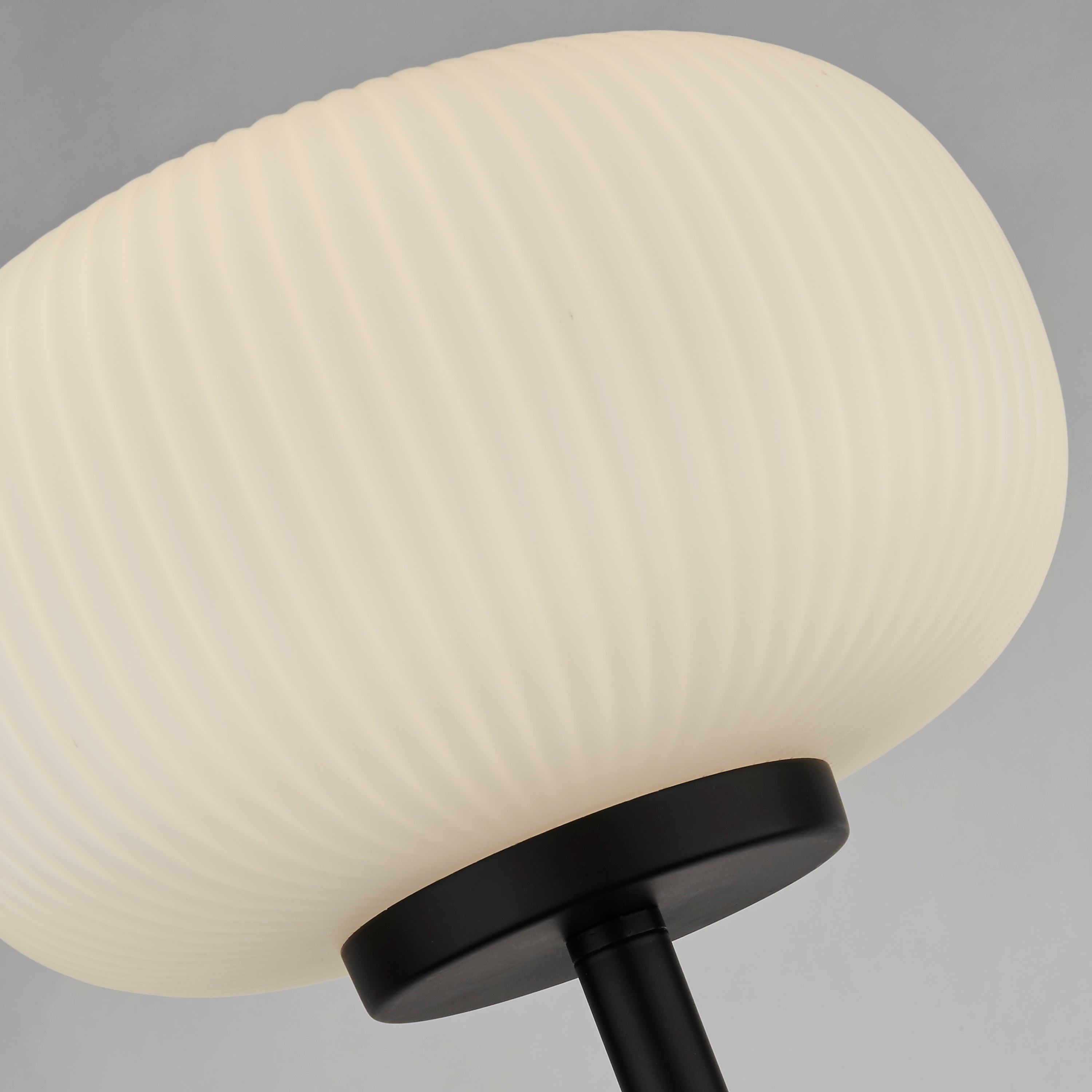 Searchlight Leopold Floor Lamp - Matt Black & Frosted Ribbed Glass
