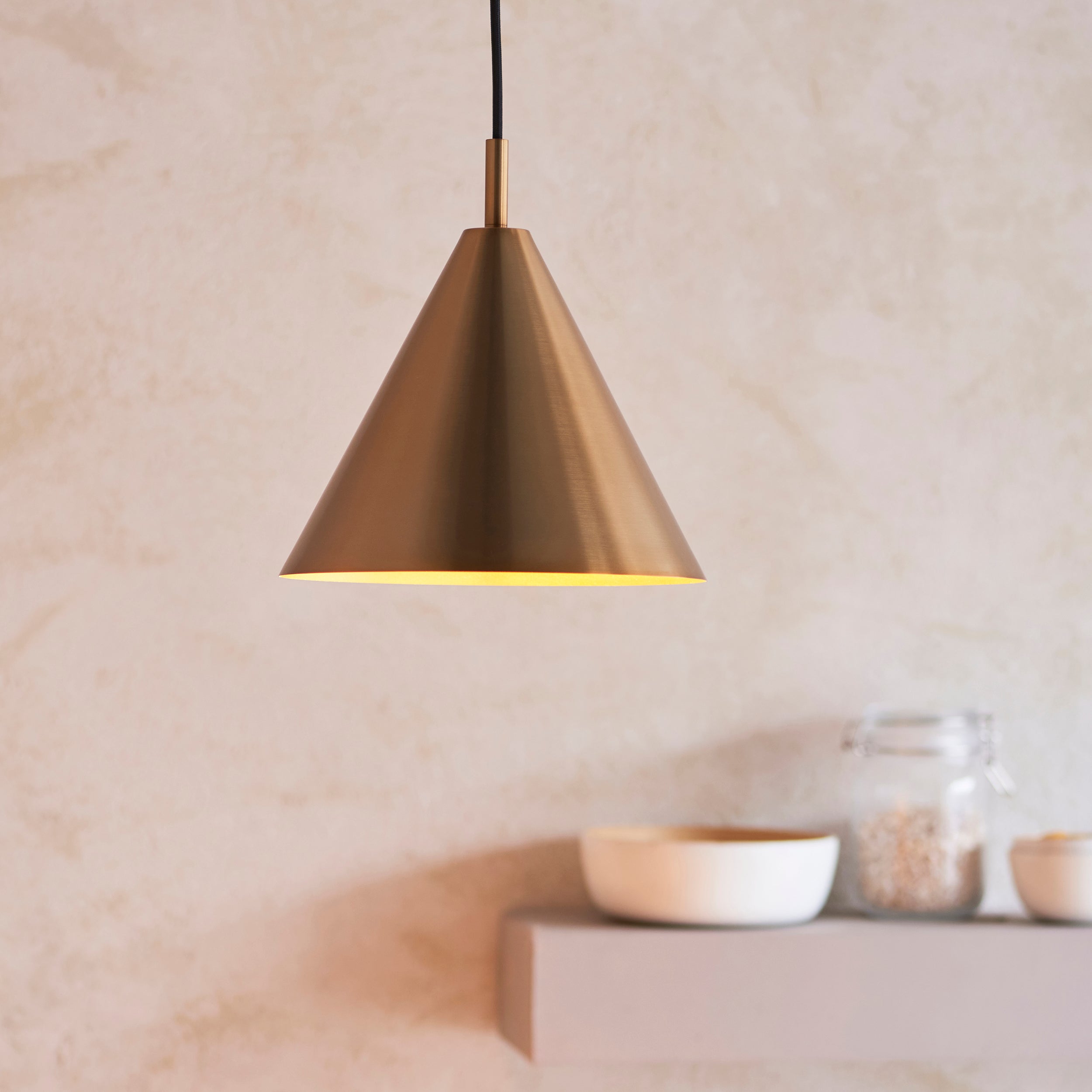 Endon Cape 1 Light Pendant - Warm Antique Brass