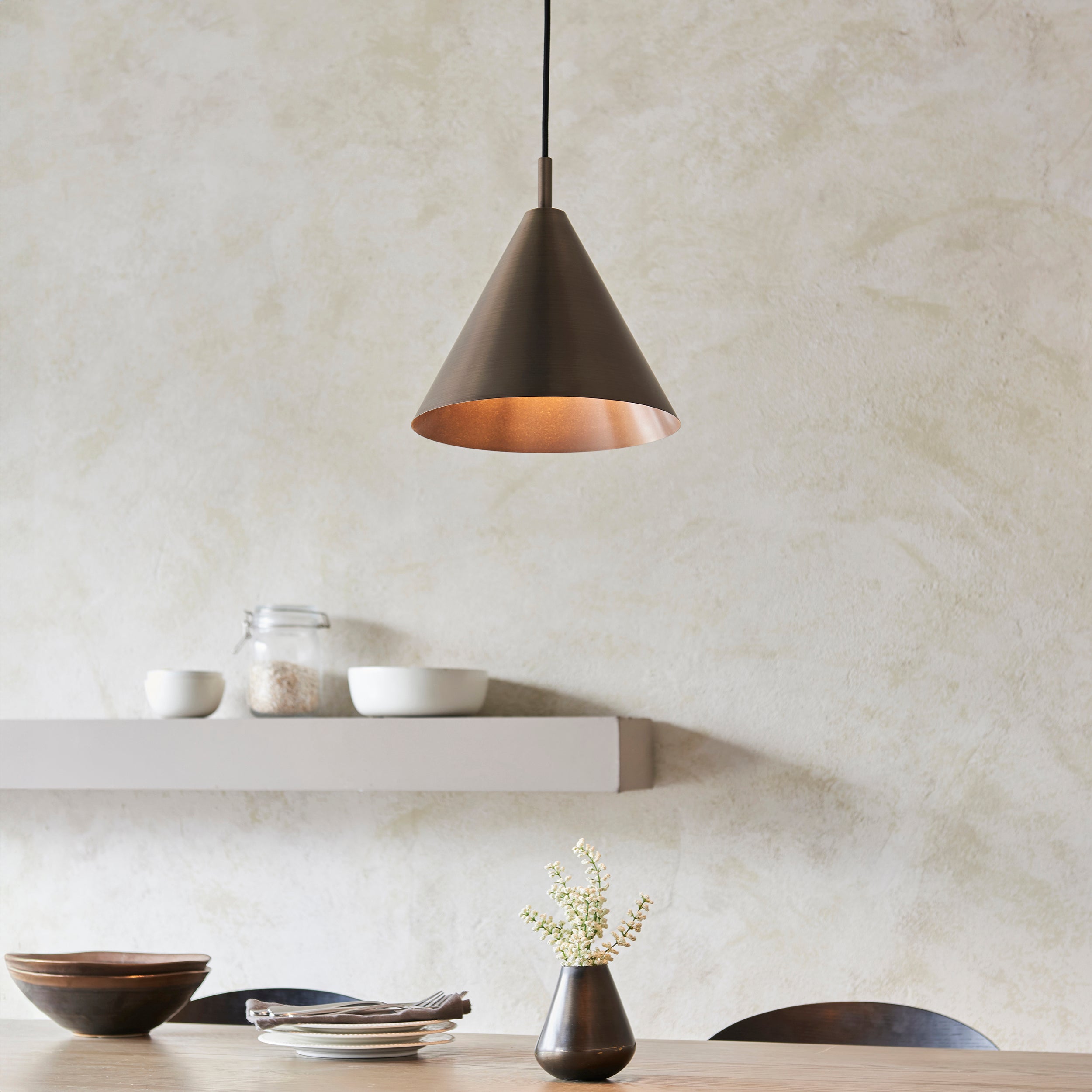 Endon Cape 1 Light Pendant - Antique Bronze