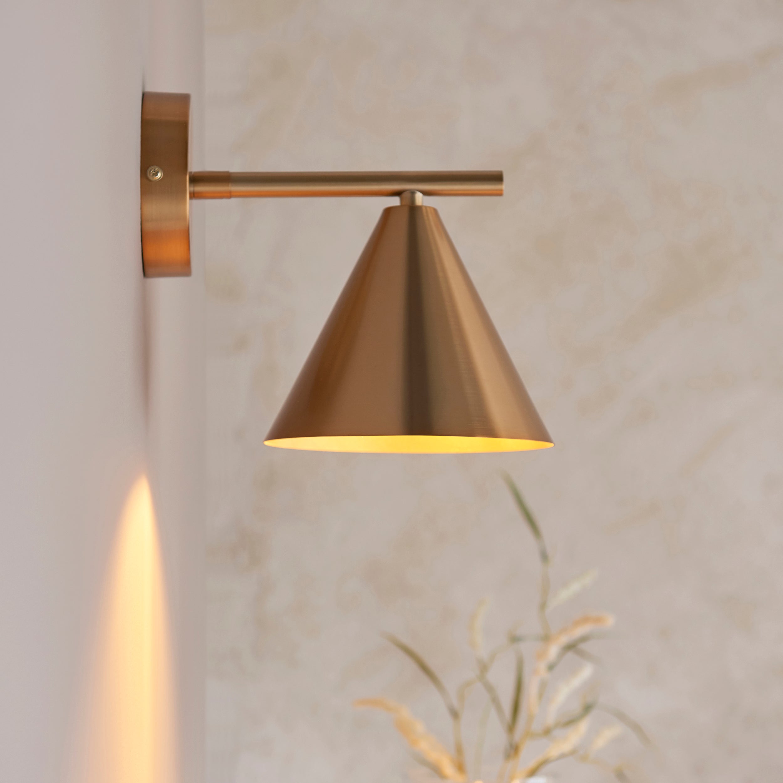 Endon Cape 1 Light Wall Light - Warm Antique Brass