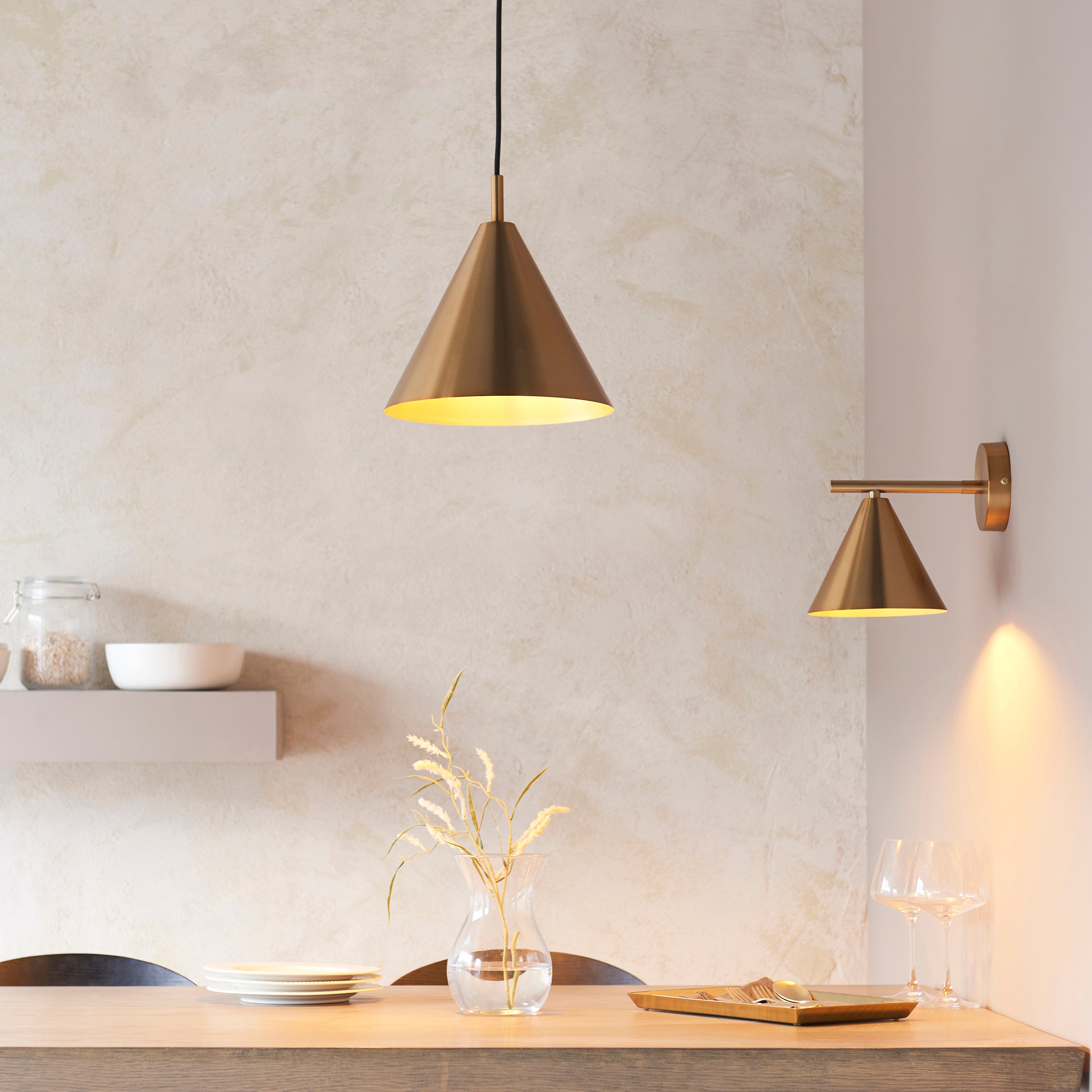 Endon Cape 1 Light Wall Light - Warm Antique Brass