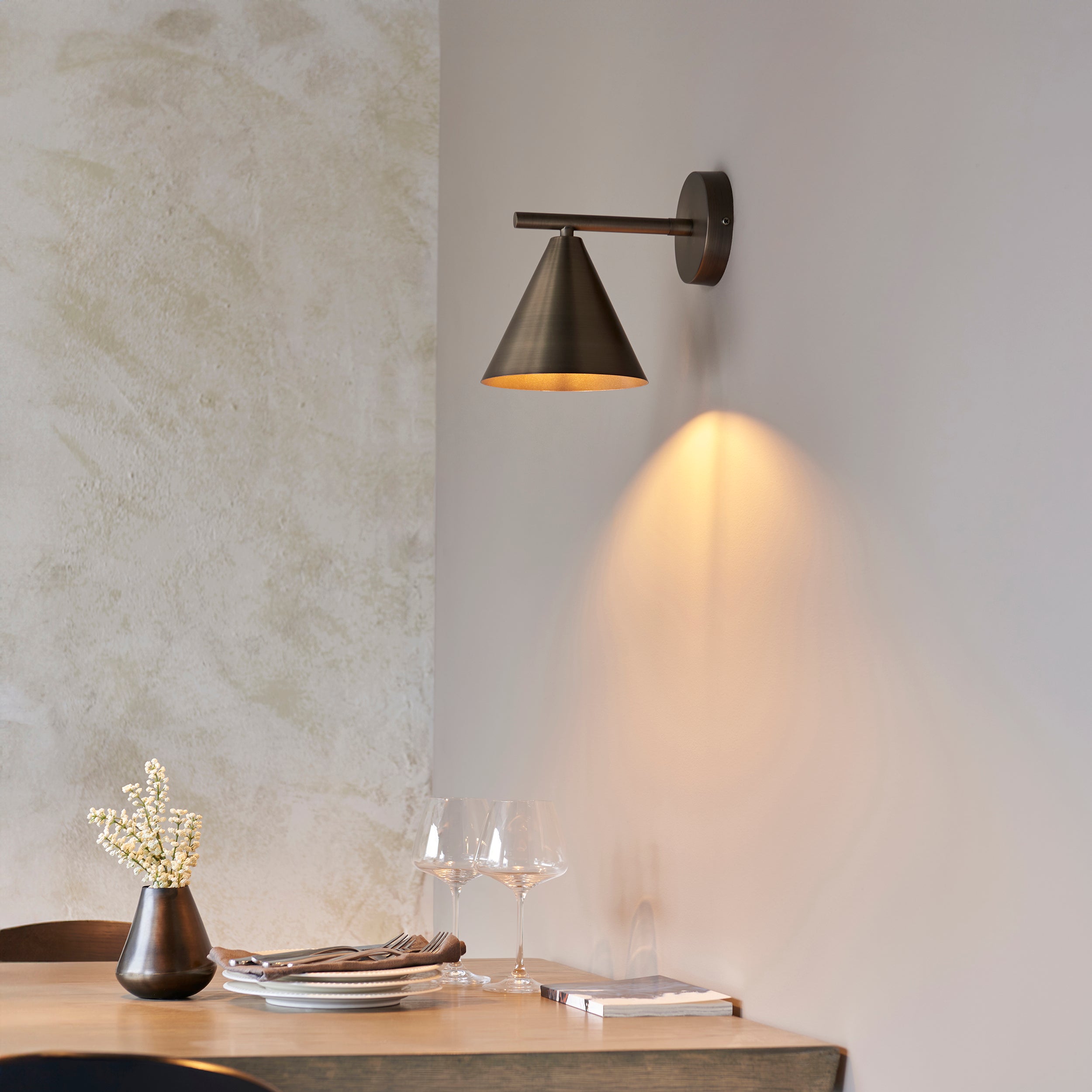 Endon Cape 1 Light Wall Light - Brushed Antique Bronze