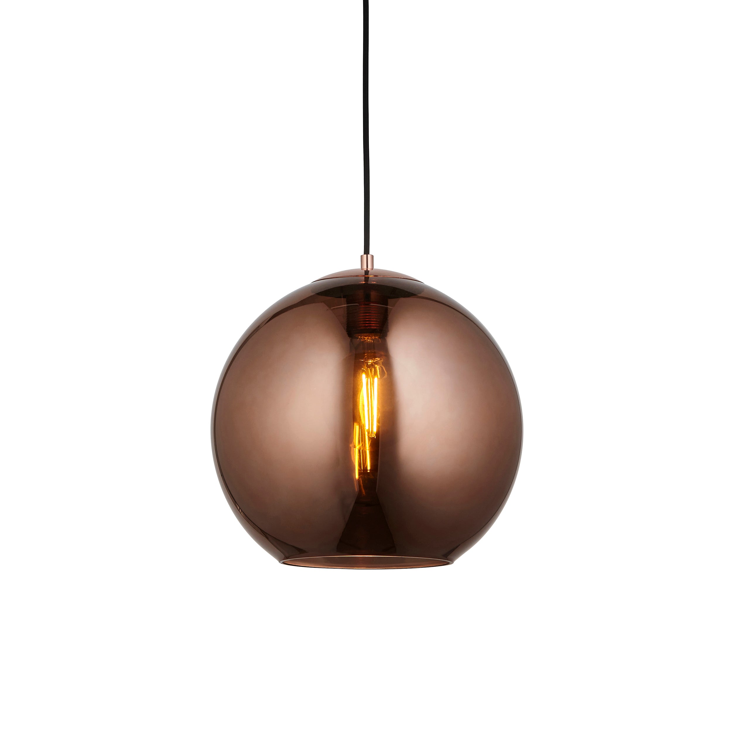 Endon Boli Single Pendant - Copper Mirrored Glass & Matt Black Paint