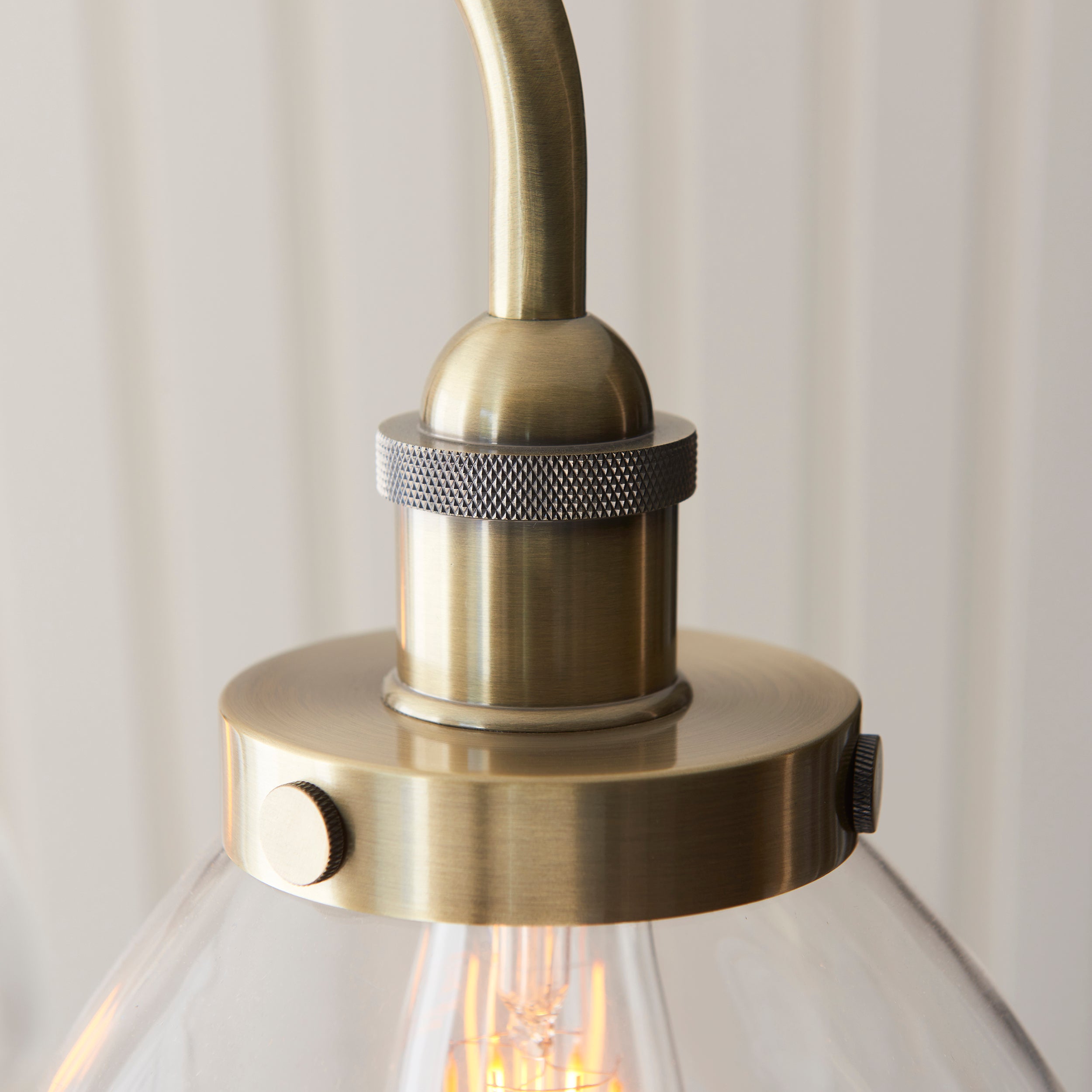 Endon Hansen 3 Light Pendant - Antique Brass Plate & Clear Glass