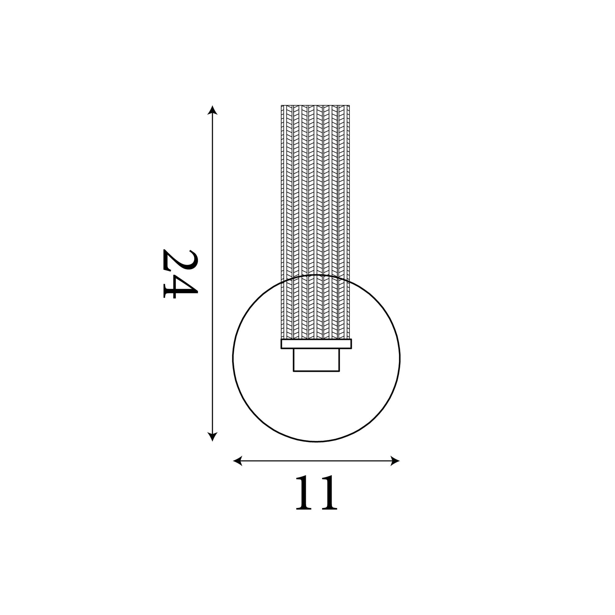 Technical line drawing of the Aberdeen LED wall light showing 24cm height and 11cm width