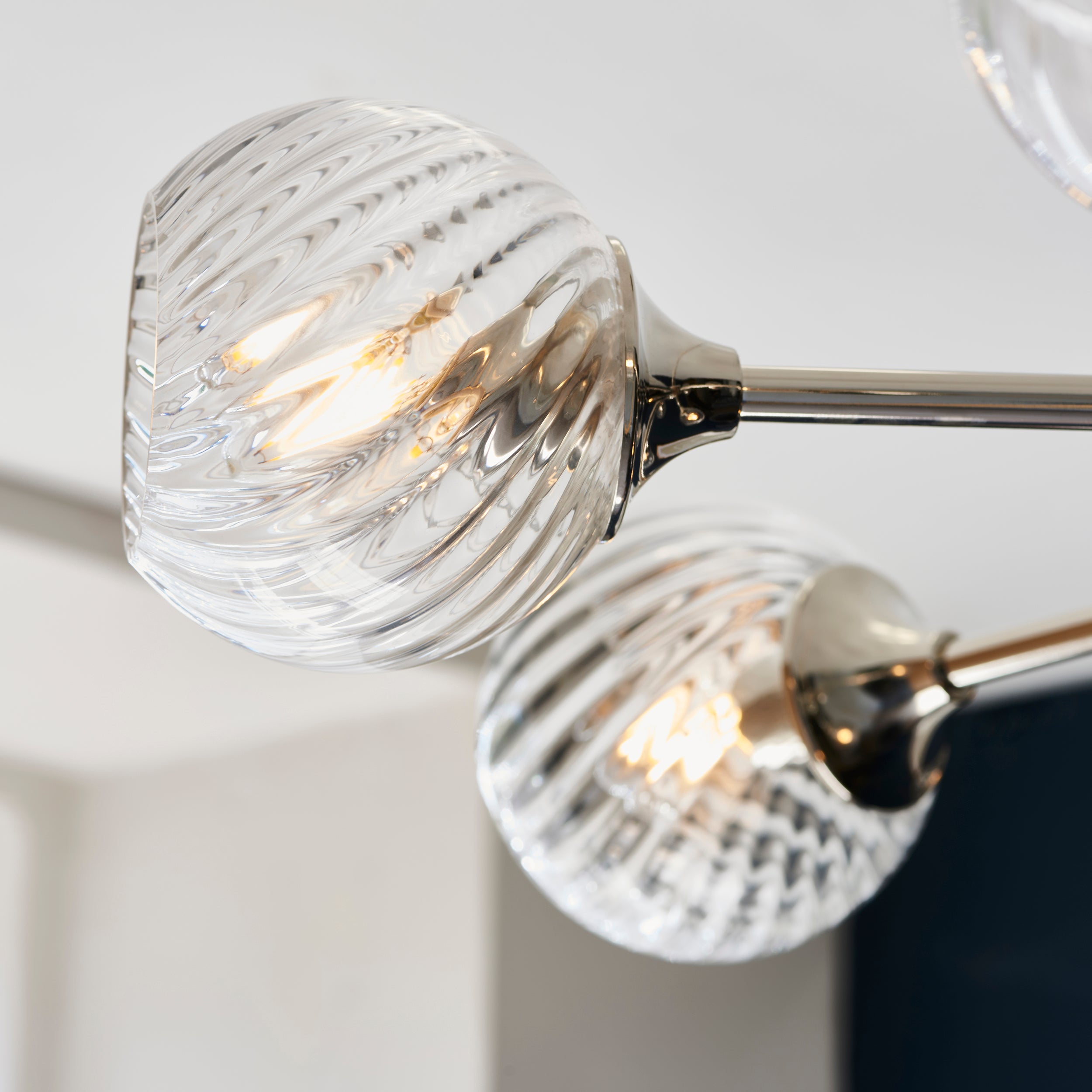 Endon Allegra 8 Light Pendant - Bright Nickel Plate & Clear Spiral Glass