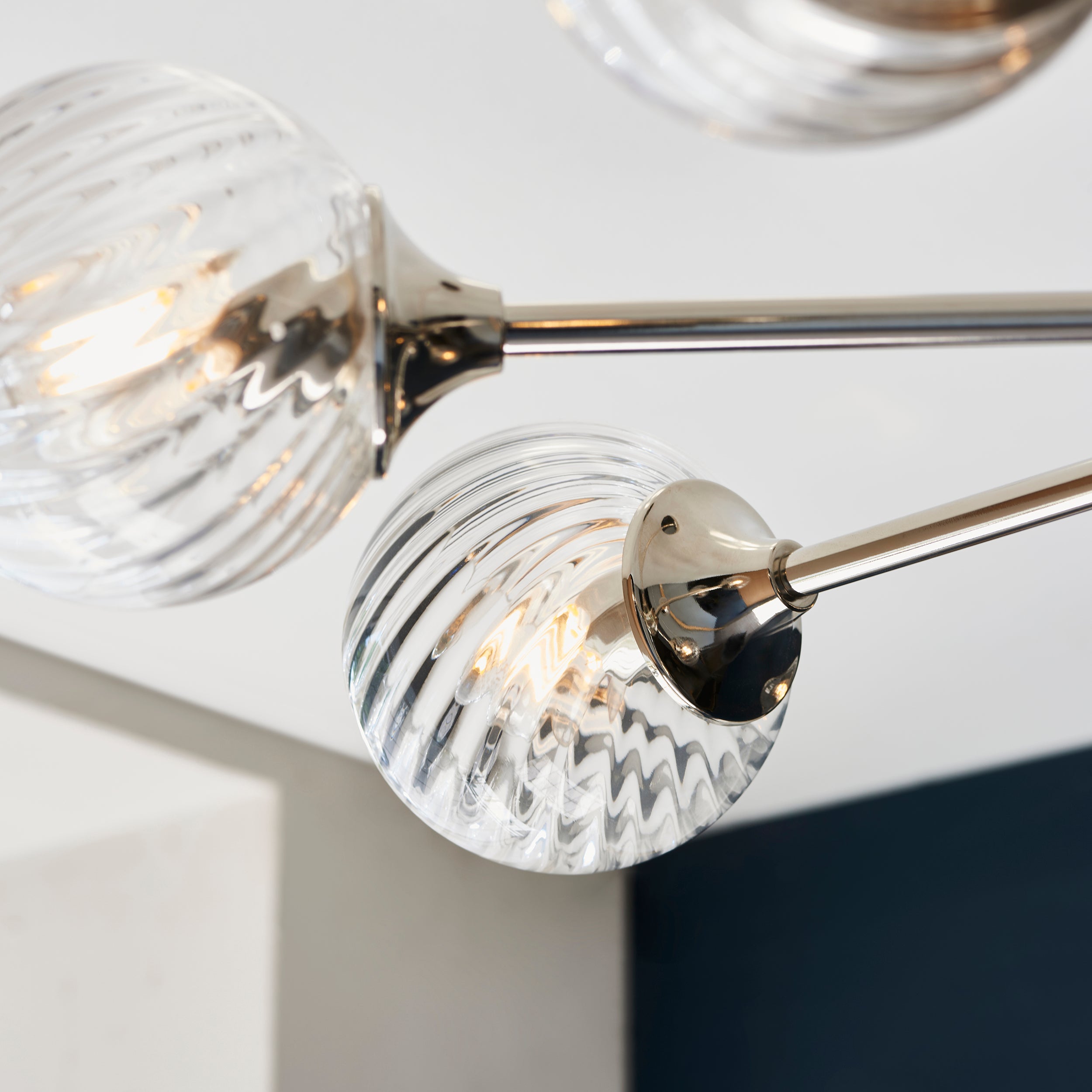 Endon Allegra 8 Light Pendant - Bright Nickel Plate & Clear Spiral Glass