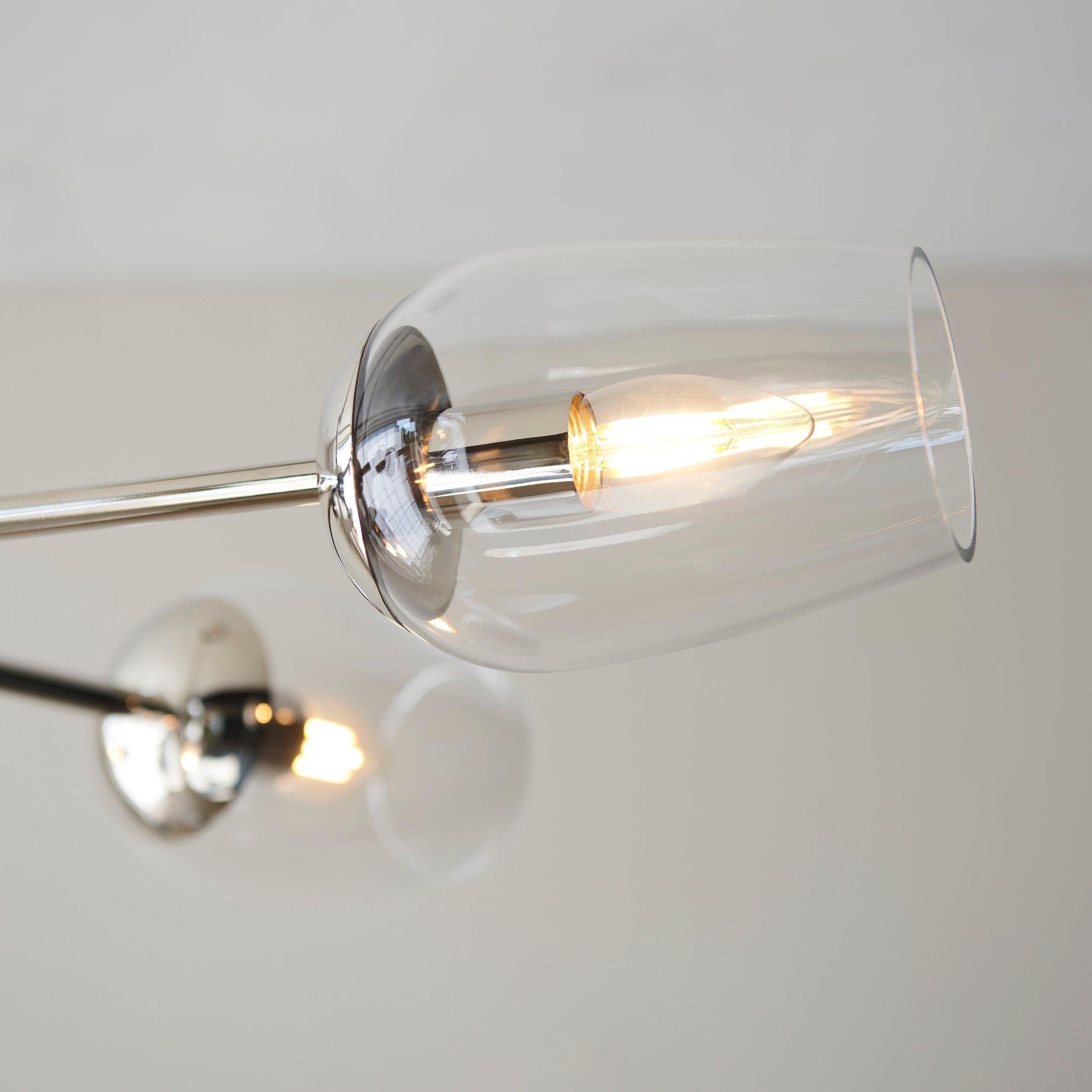 Endon Walton 6 Light Adjustable Pendant - Bright Nickel Plate & Clear Glass