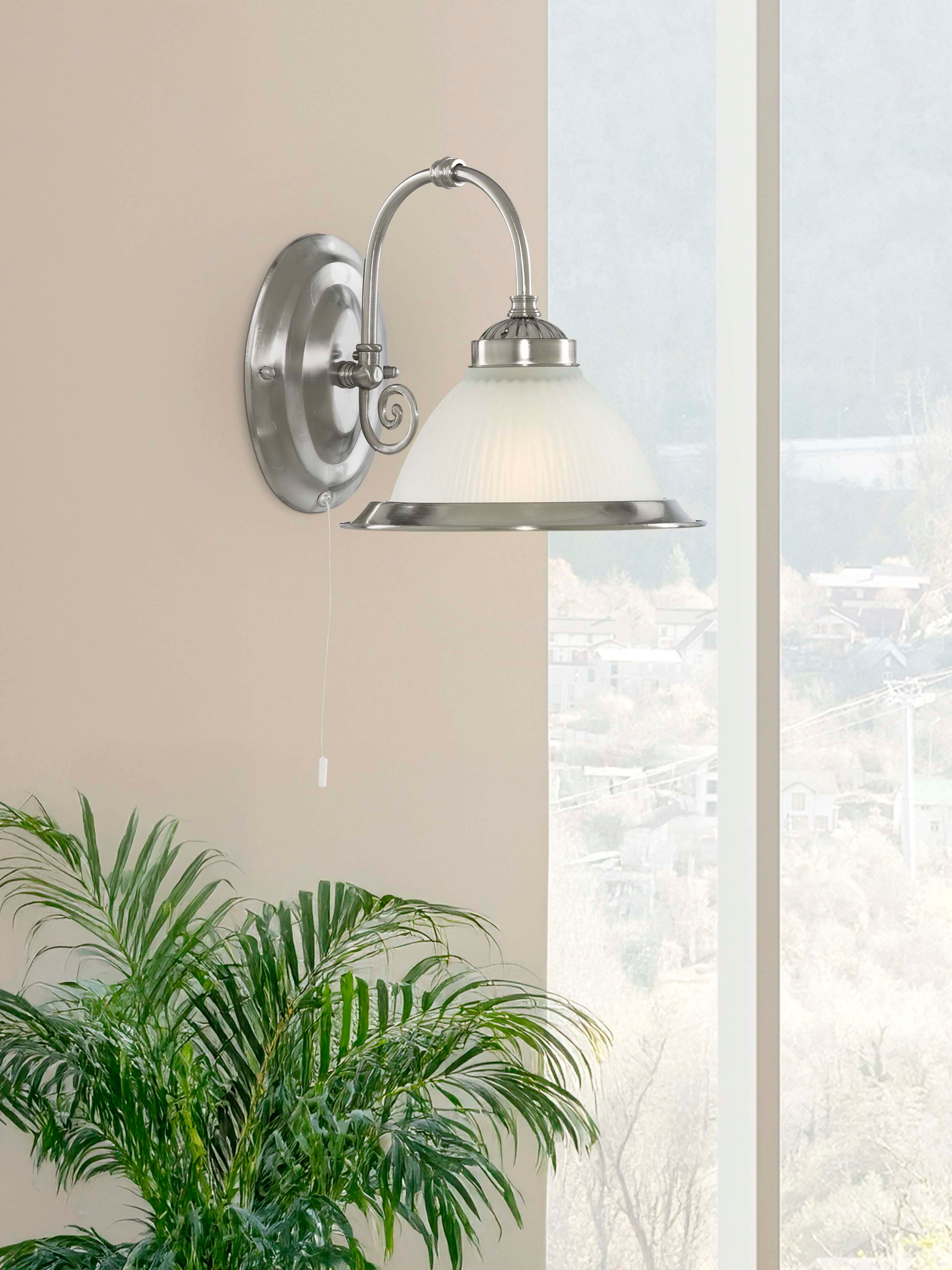 Searchlight Aintree Single Wall Bracket - Satin Silver & Acid Glass