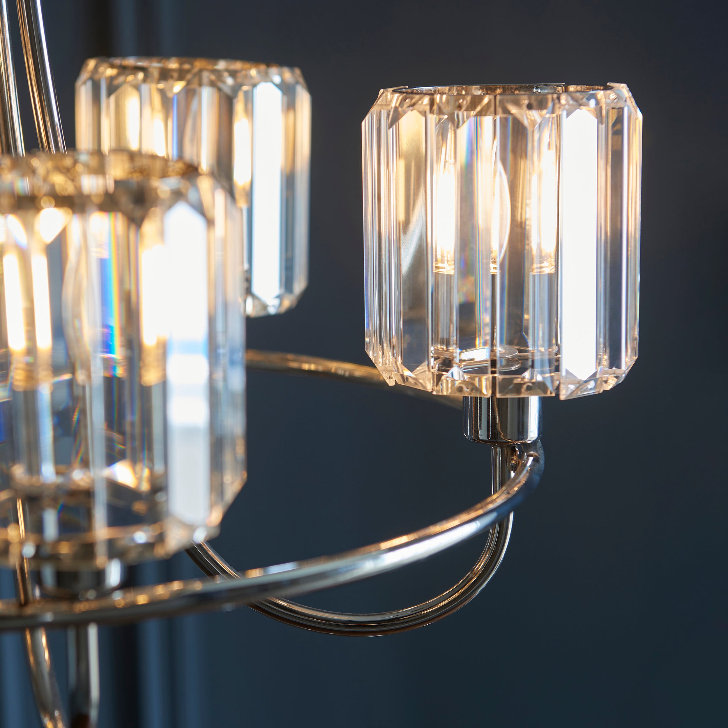 Endon Berenice 5 Light Pendant - Bright Nickel Plate & Clear Glass