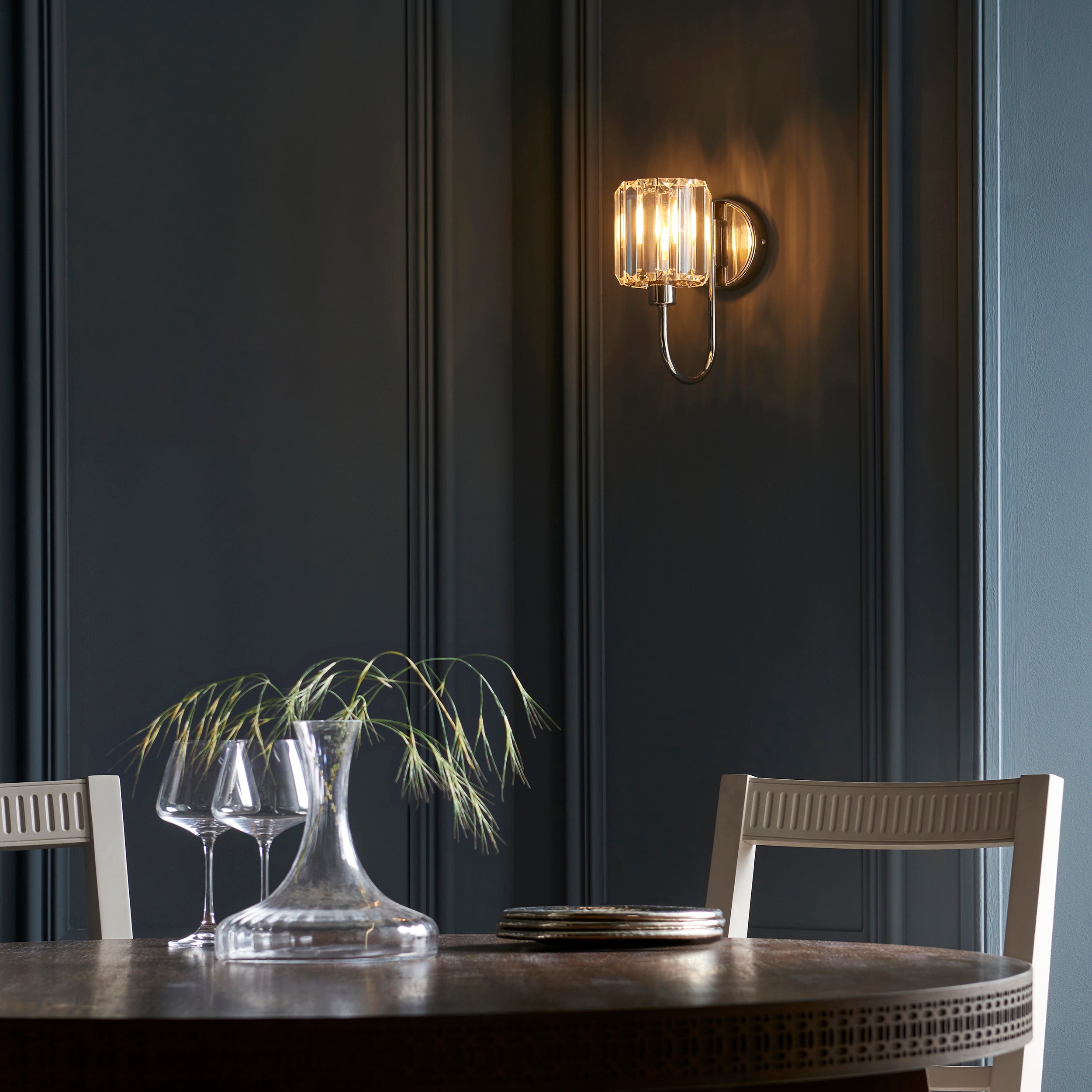 Endon Berenice Single Wall Light - Bright Nickel Plate & Clear Glass