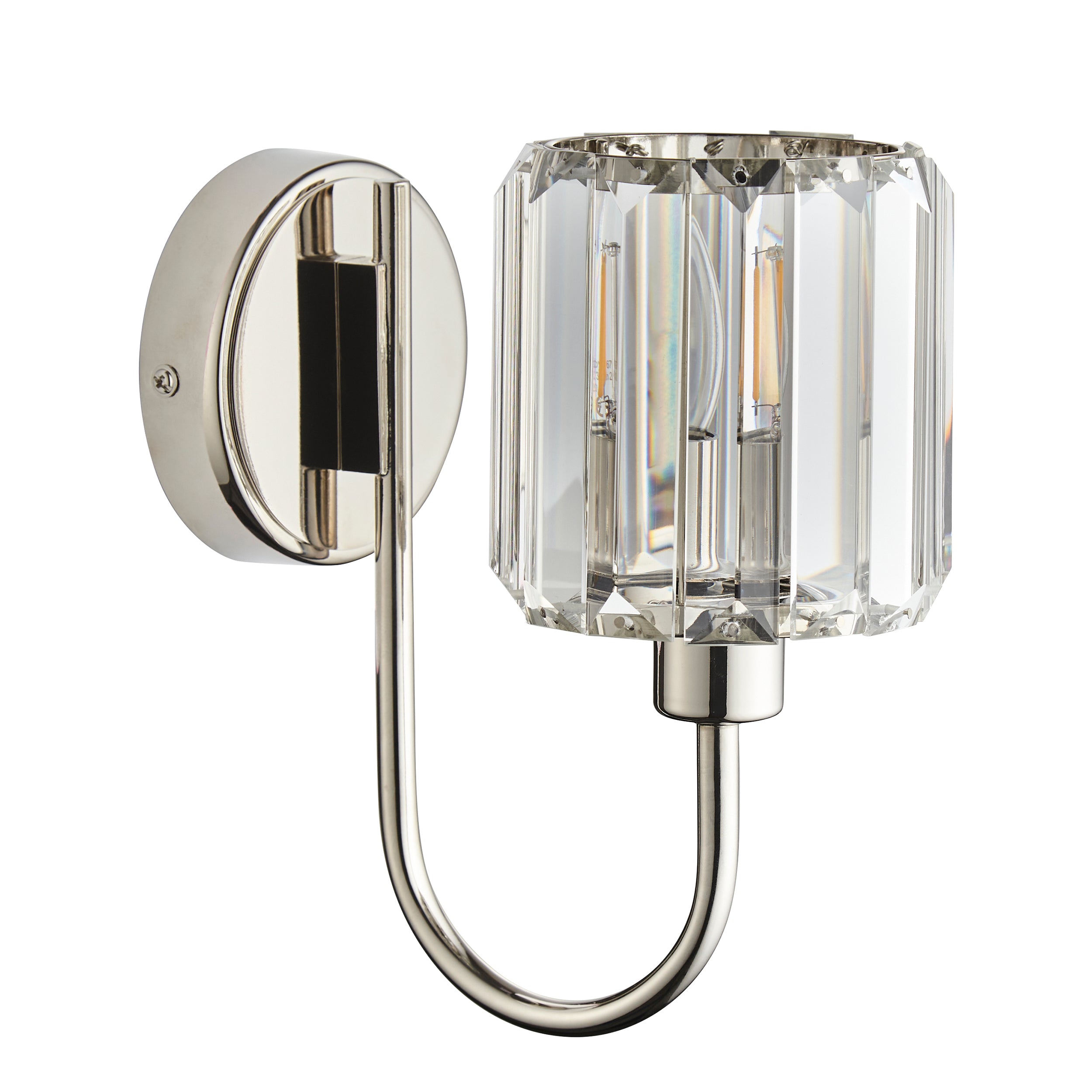 Endon Berenice Single Wall Light - Bright Nickel Plate & Clear Glass