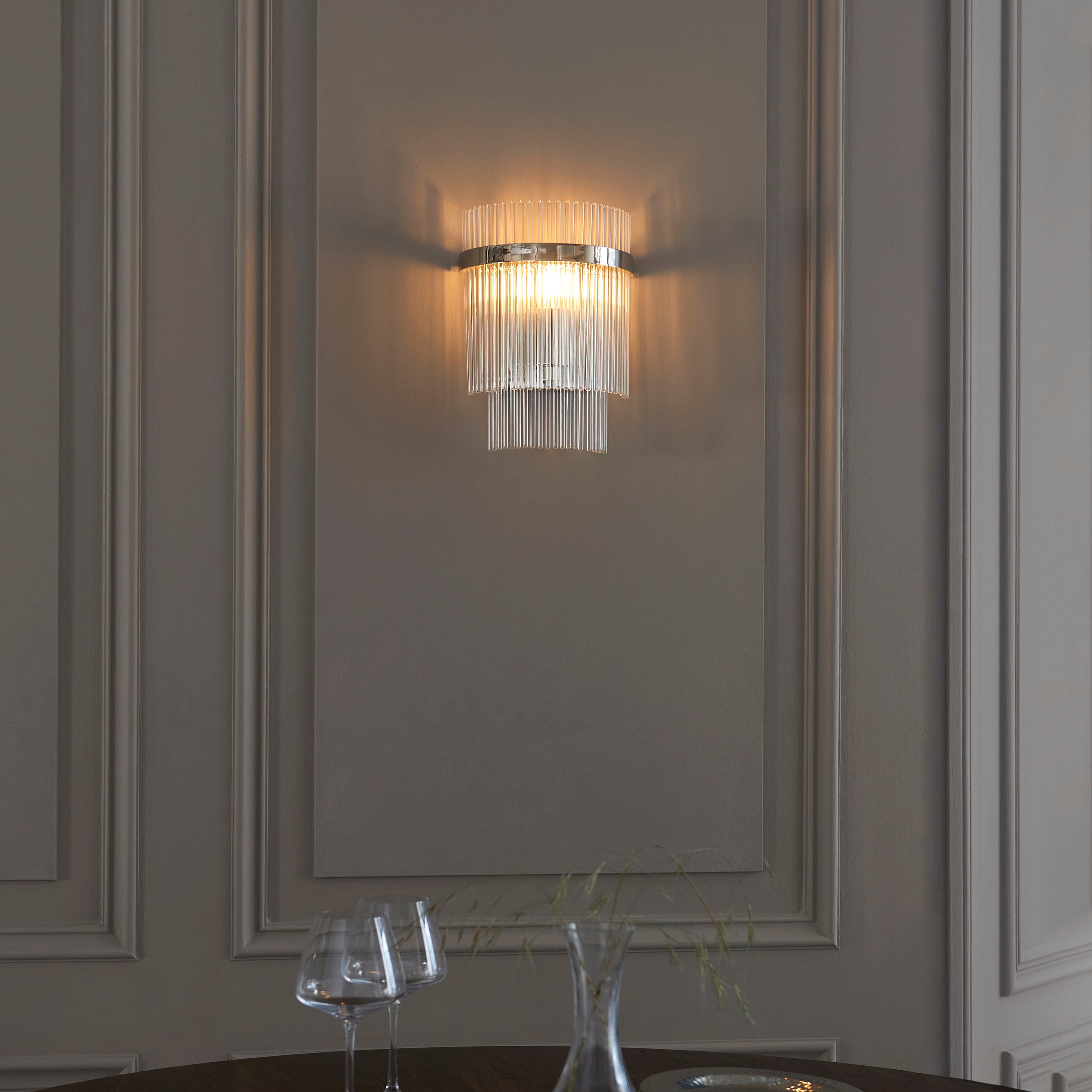 Endon Marietta Single Wall Light - Bright Nickel Plate & Clear Glass