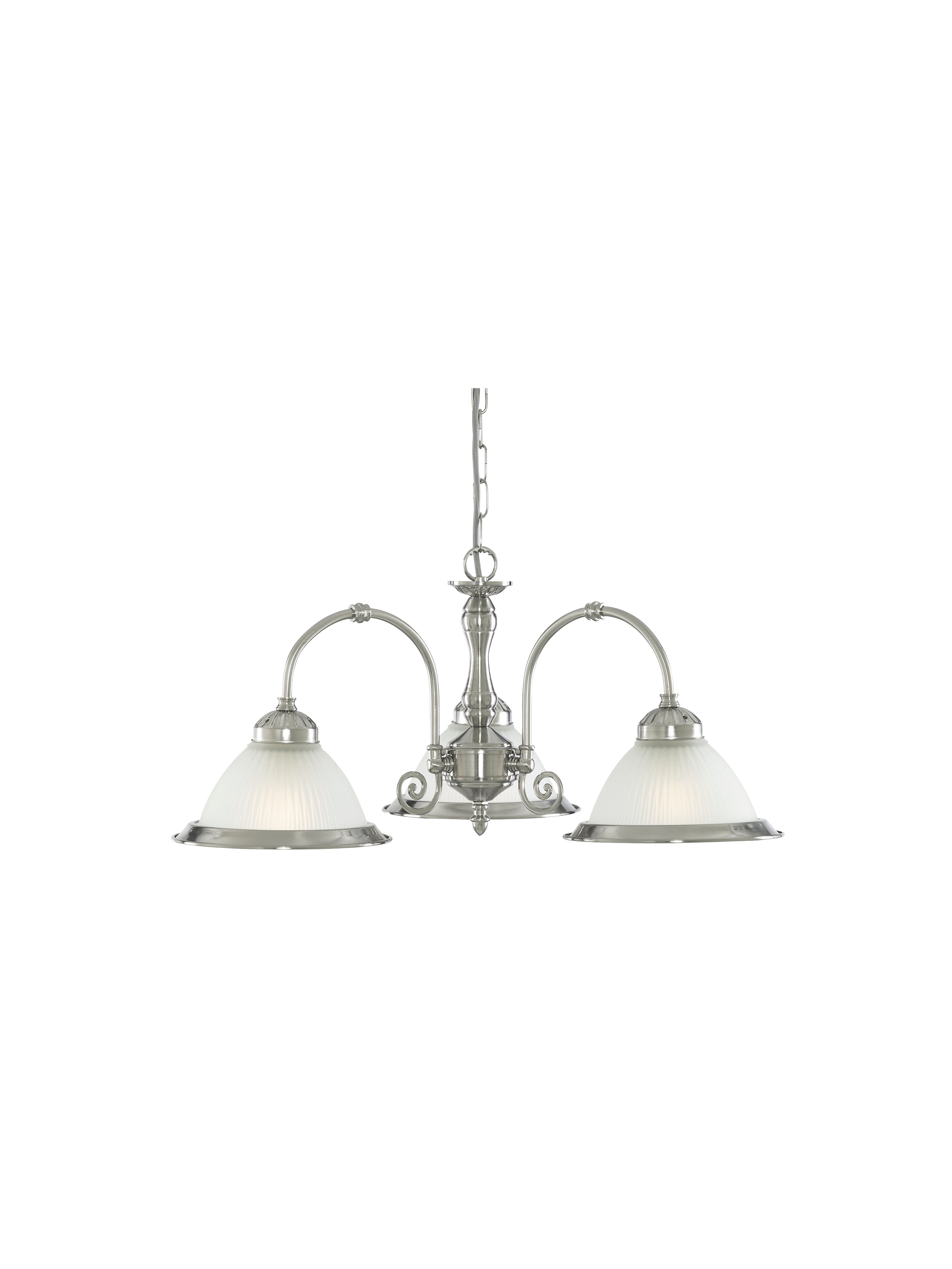 Searchlight Aintree  3 Light Ceiling Light - Satin Silver & Acid Glass