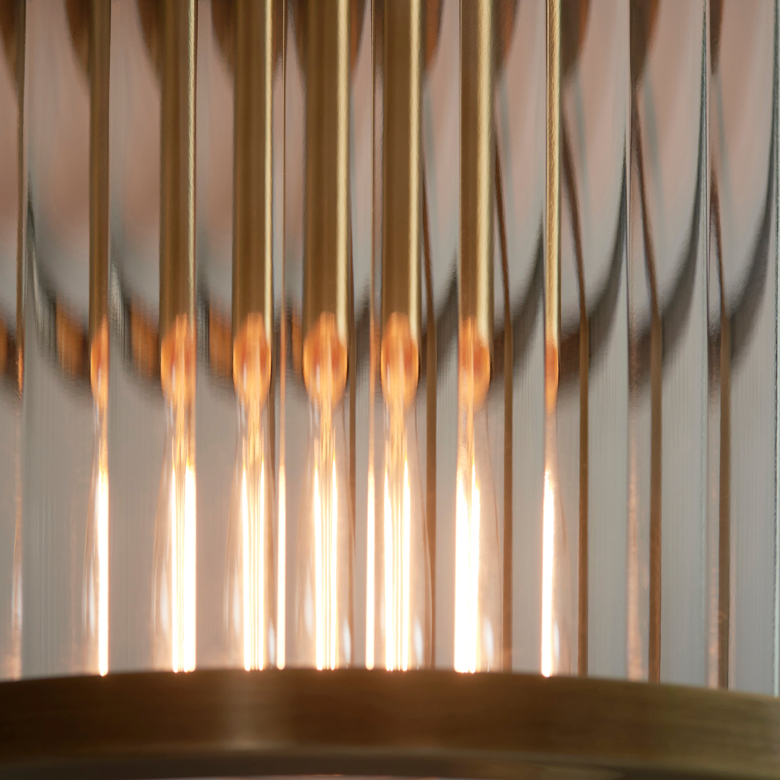 Endon Ridgeton Single Flush Fitting - Antique Brass Plate & Clear Ribbed Glass