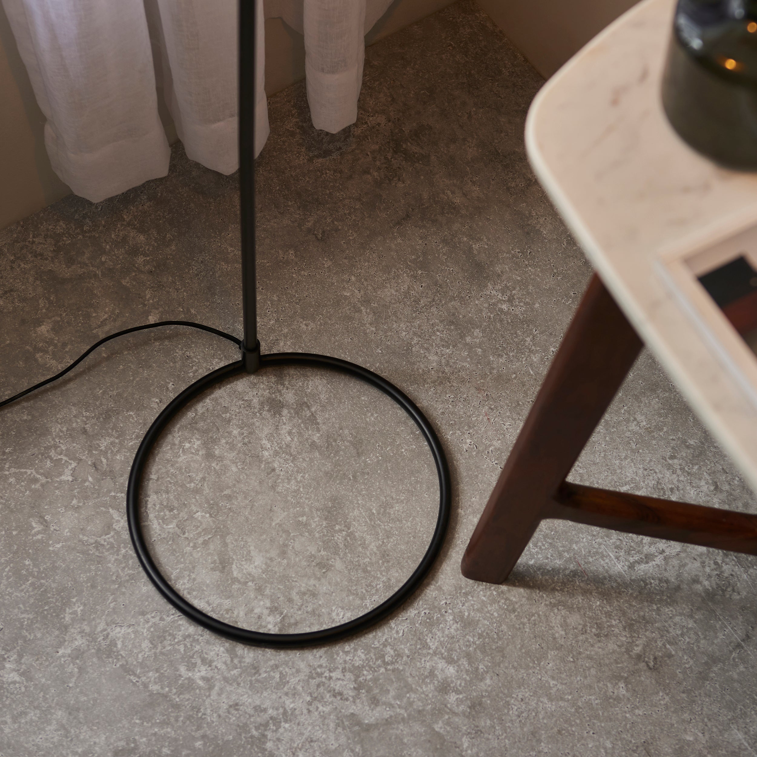 Endon Brair New Single Floor Light - Matt Black & Antique Brass Paint
