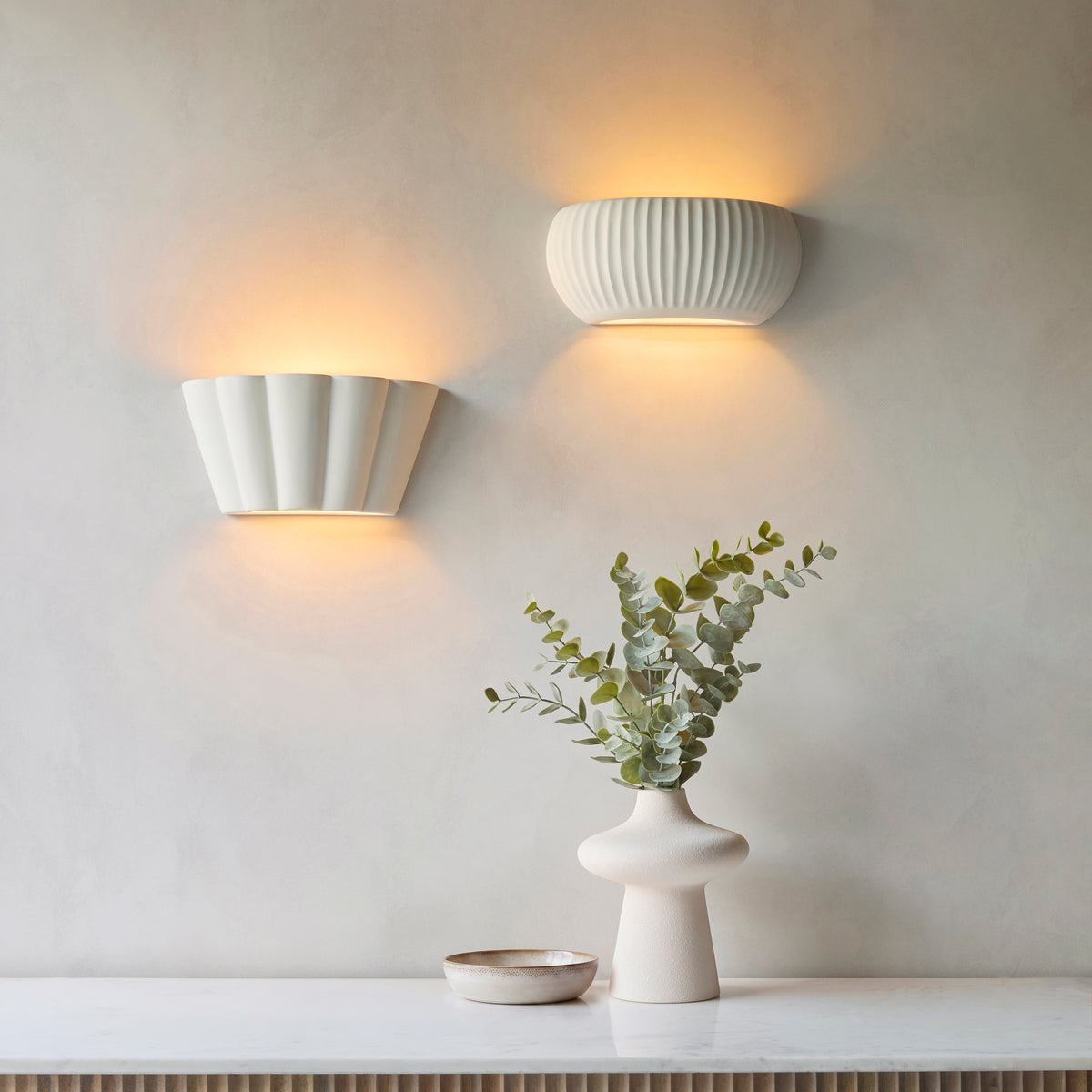 Endon Babylon Wall Washer - Unglazed Ceramic