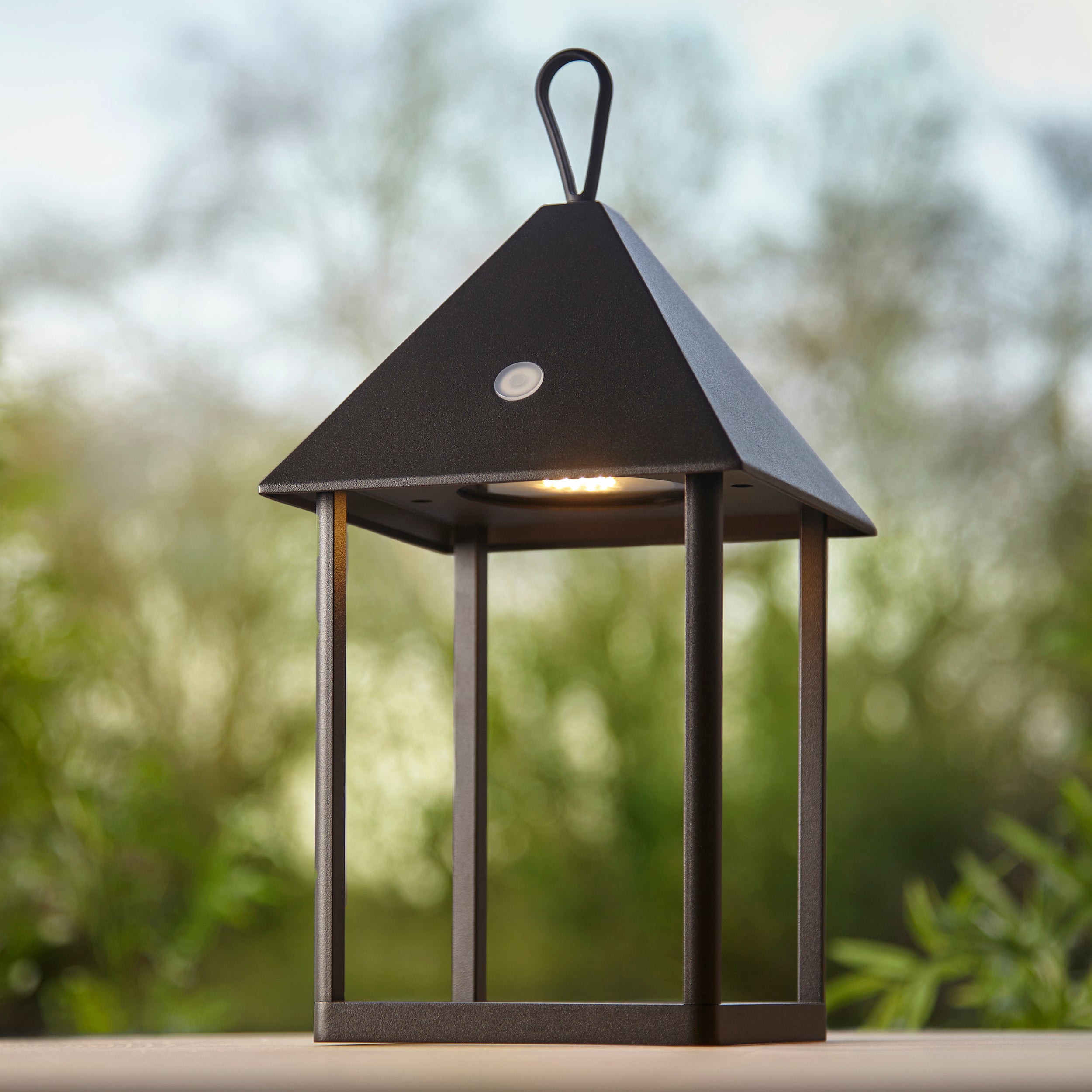 Endon Hoot Medium IP44 USB Table Lantern -  Matt Black
