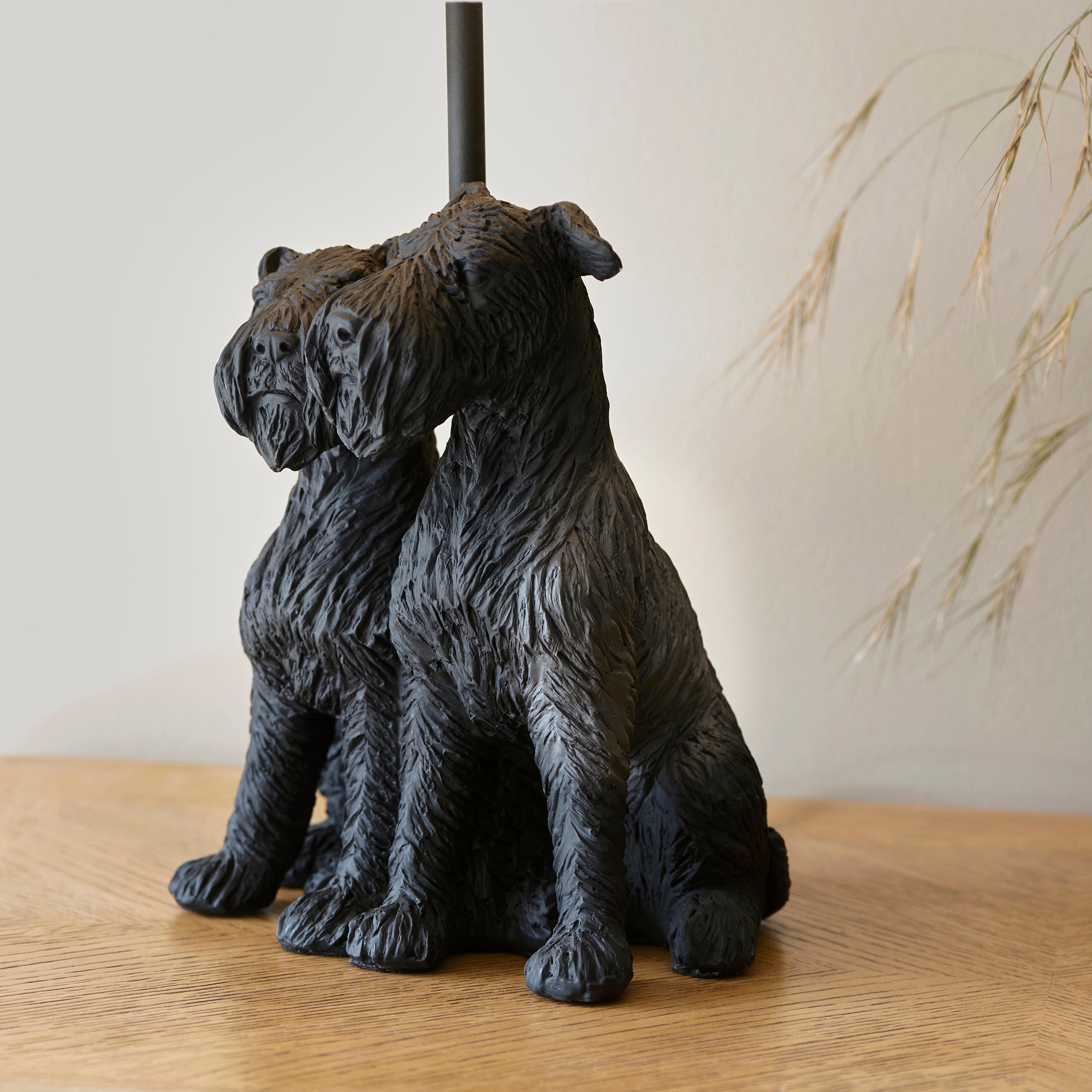 Endon Westie Single Table Light - Matt Black & Natural Linen