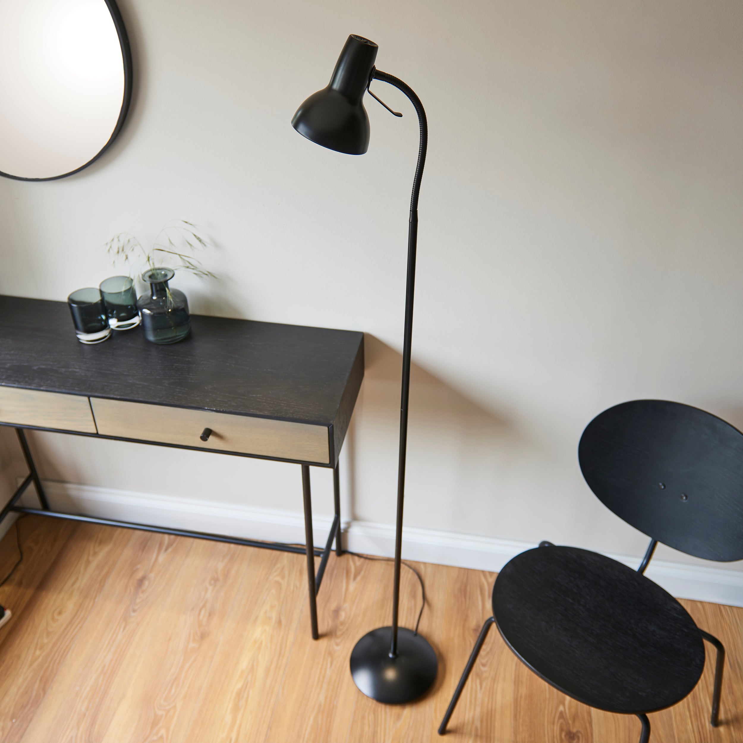 Endon Amalfi Single Floor Light - Matt Black Paint