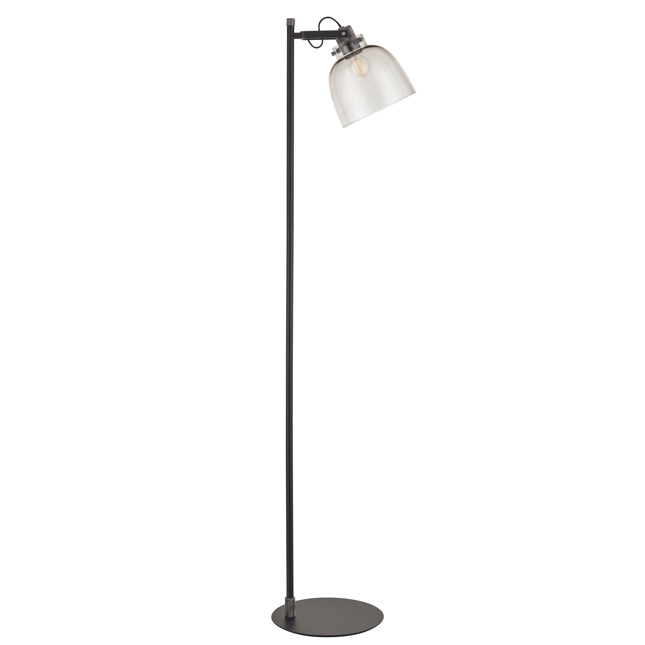 Endon Pitch 1 Light Floor Lamp - Black Chrome & Tinted Glass