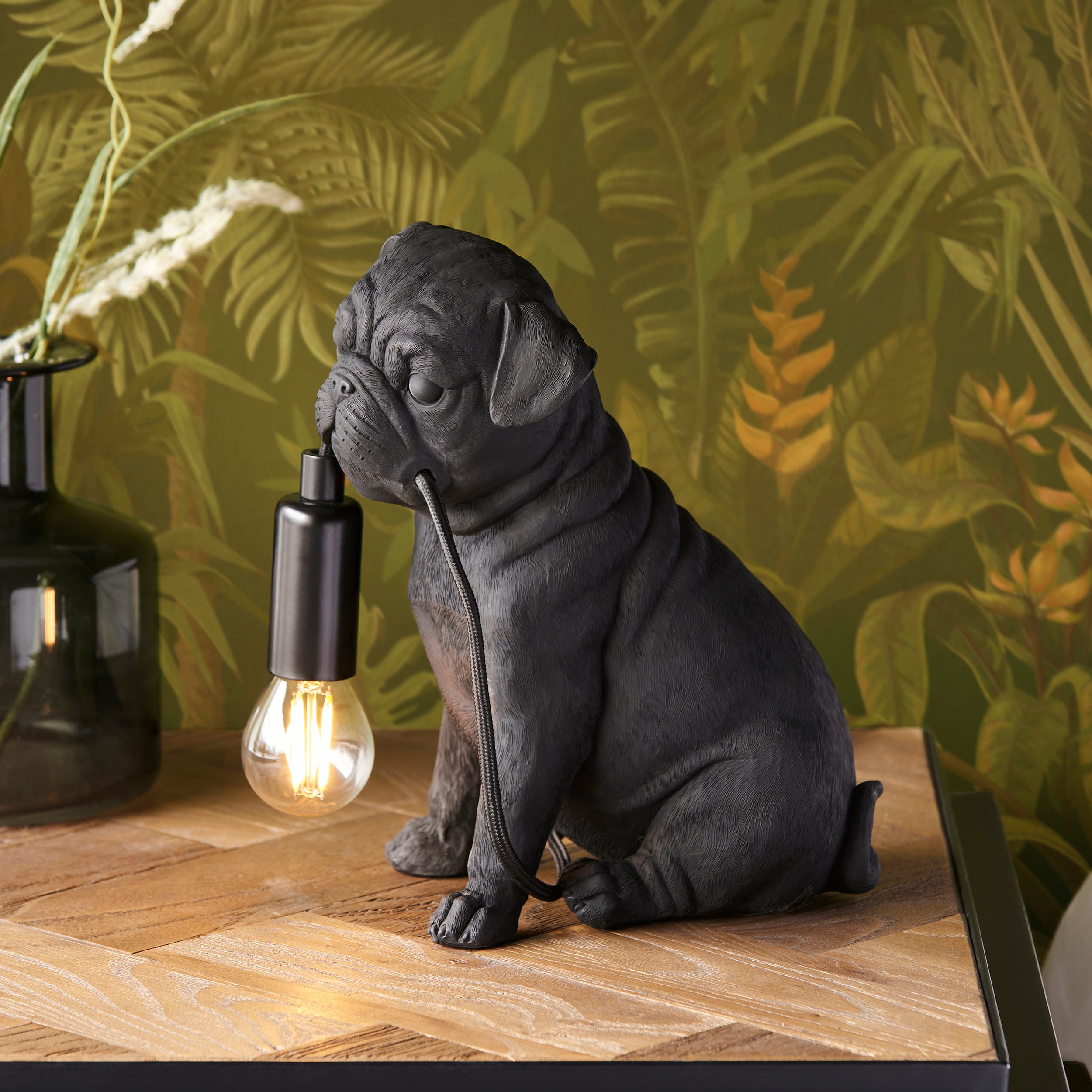 Endon Pug Puppy 1 Light Table Lamp - Matt Black
